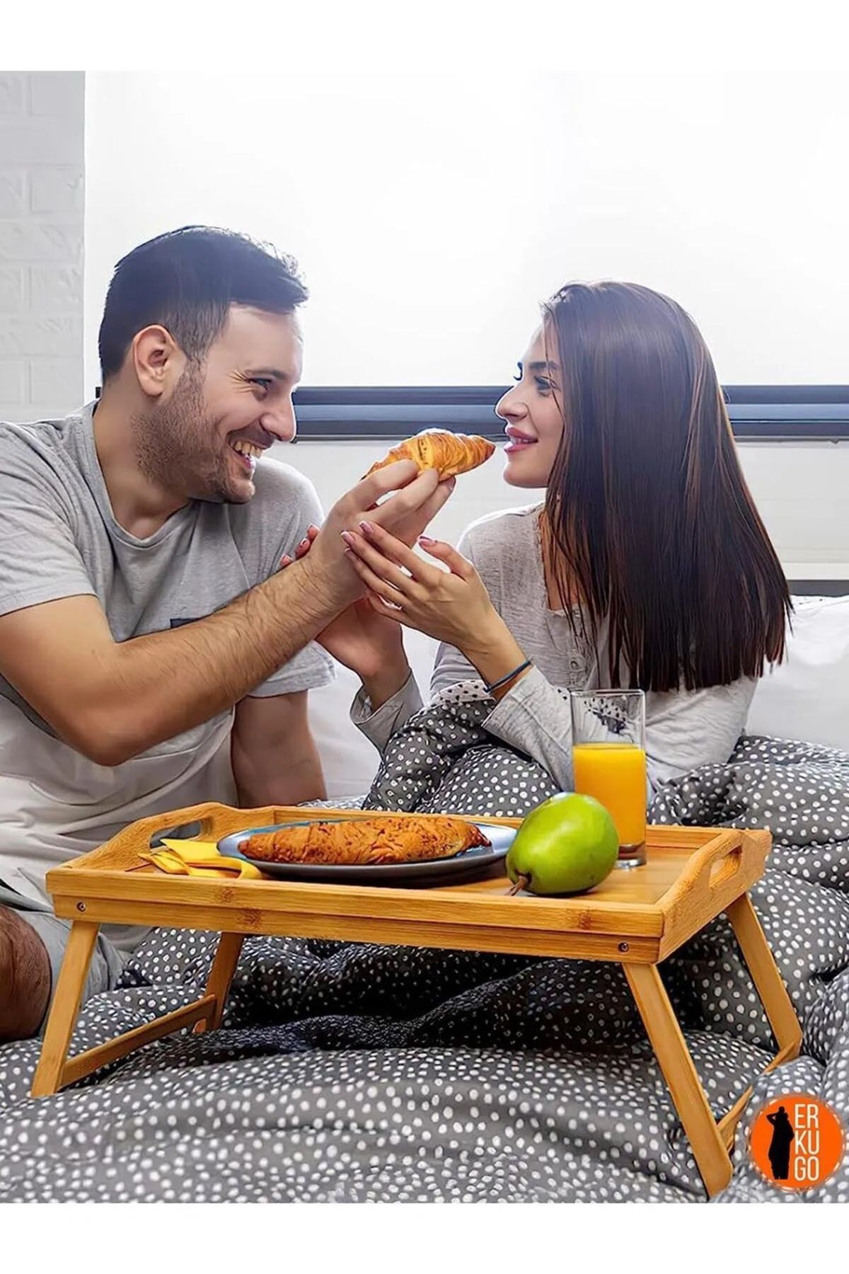 Kamptek Katlanır Ayaklı Ahşap Tasarım Yatak Keyif Tepsisi Masası