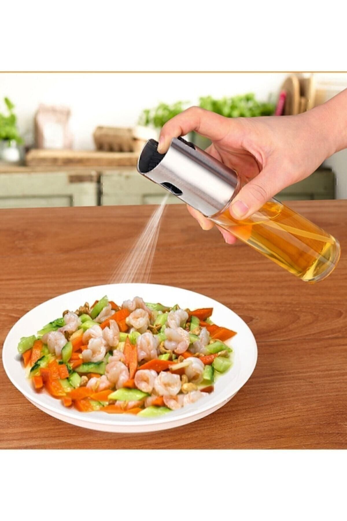 Zeytinyağı Cam Sprey Şişesi Sirke Balsamic Yağ Püskürtücü Barbekü Sosu Yağdanlık 100 ml