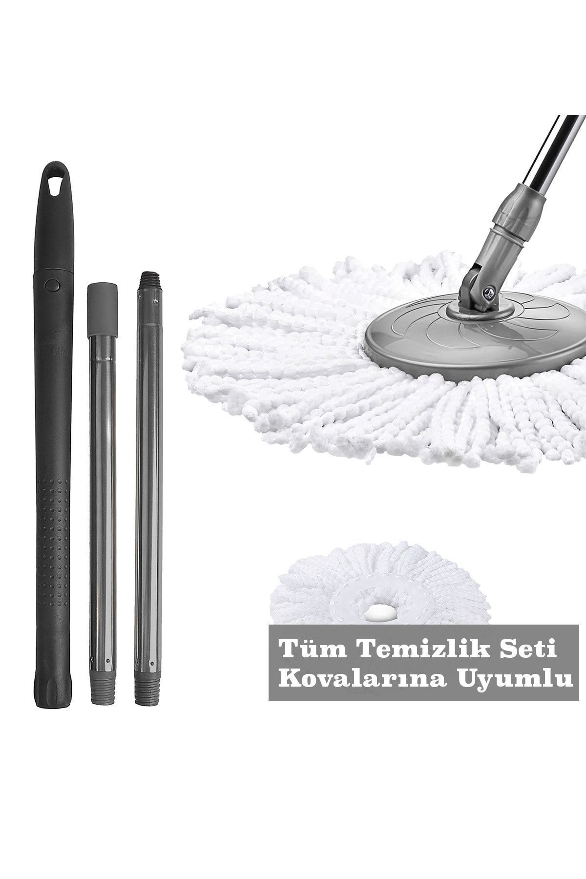 Sap Ve Yedek Mop Bir Arada Paslanmaz Metal Tüm Temizlik Seti Kovalarına Uyumlu
