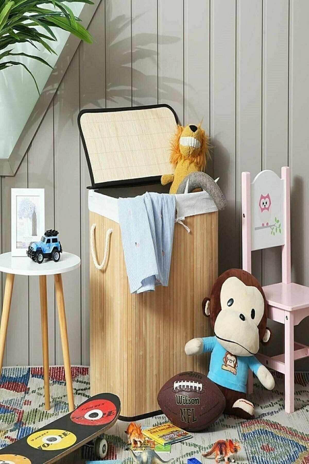 Katlanabilir Bambu Kirli Çamaşır Sepeti Fma332135