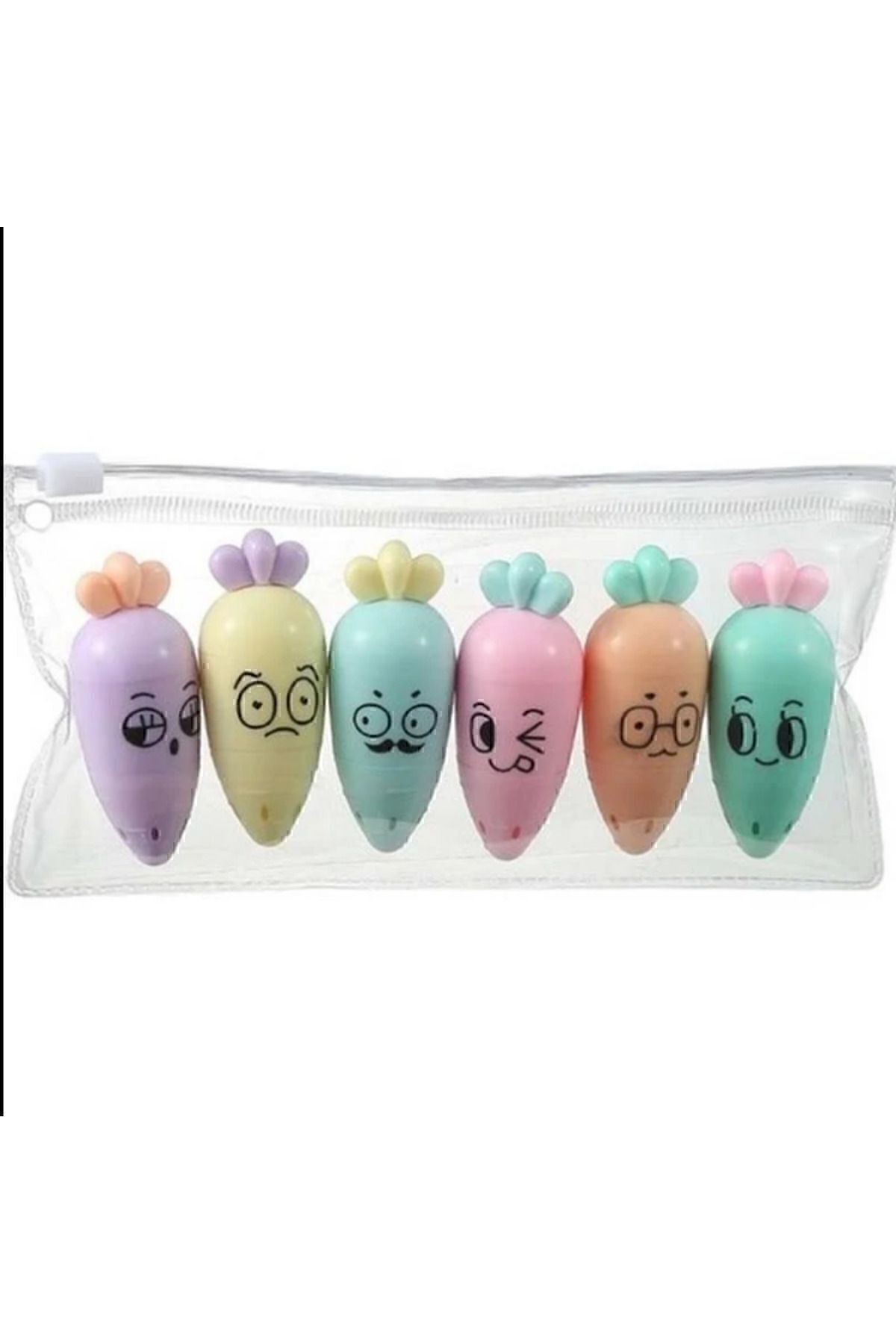 Şeffaf Cüzdanlı Mini Havuç 6'lı Fosforlu