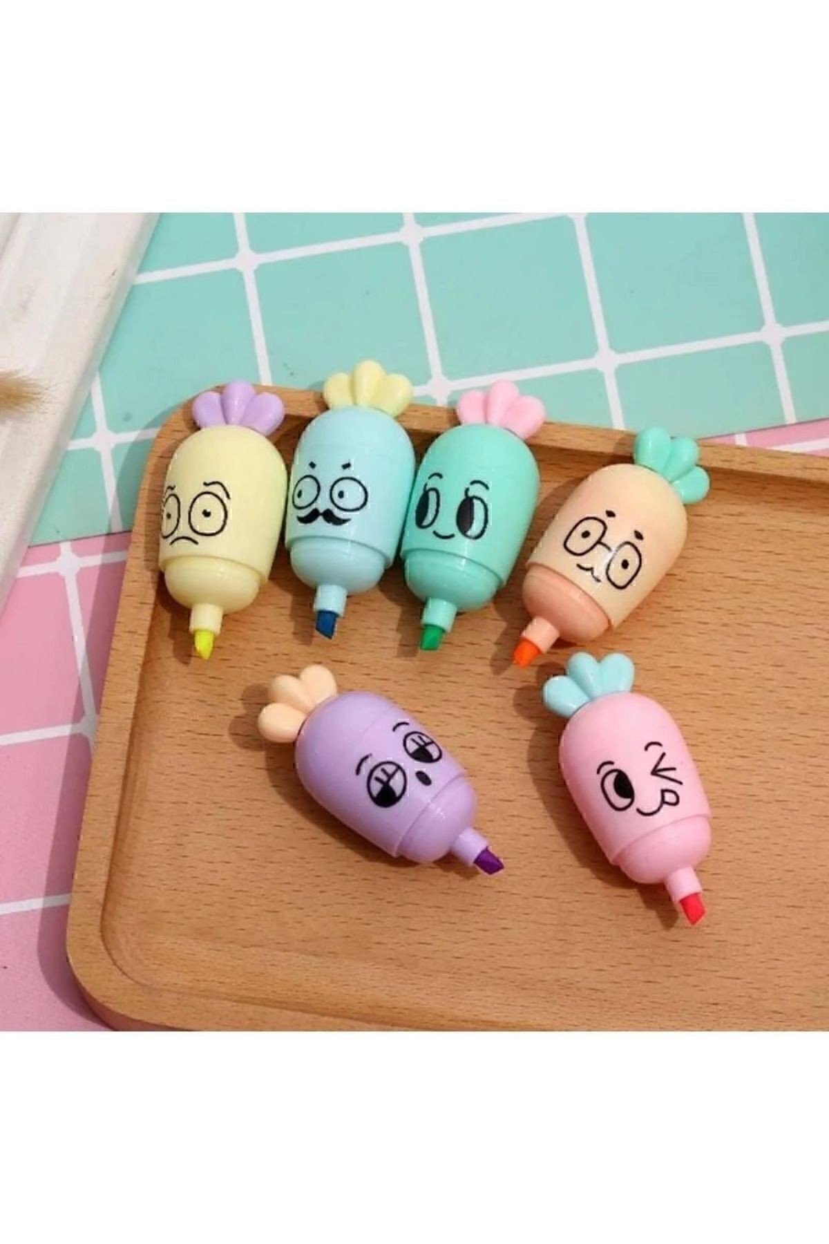 Şeffaf Cüzdanlı Mini Havuç 6'lı Fosforlu