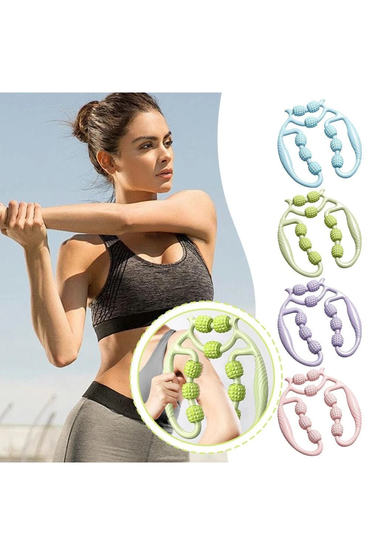 Kas Gevşetici Selülit Masaj Aleti 9 Tekerlekli Lenf Drenaj Rulosu Bacak Kol