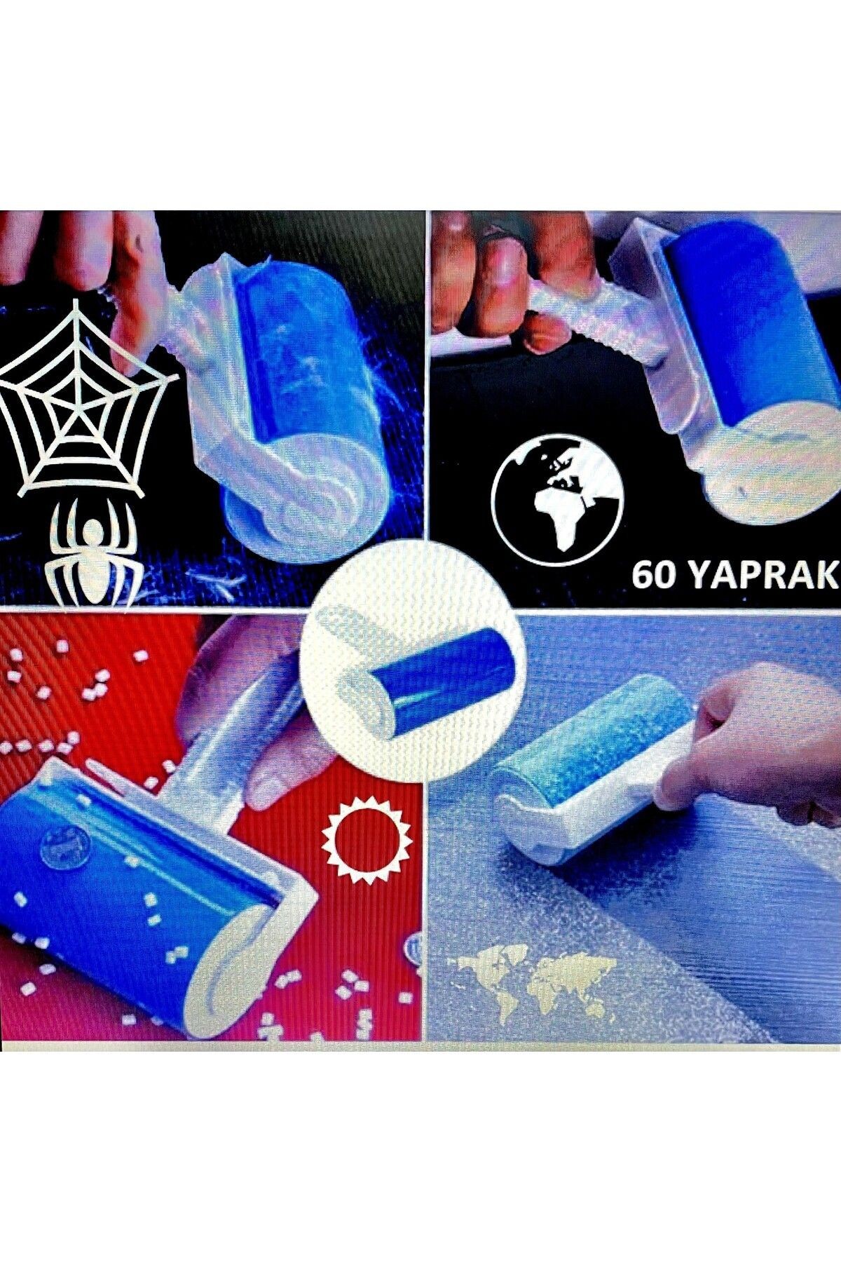 1 Adet 60 Yaprak Tüy Toplama Bant Rulosu Kedi Ve Köpek Tüyü Toplayıcı Rulo Elbise Temizleme
