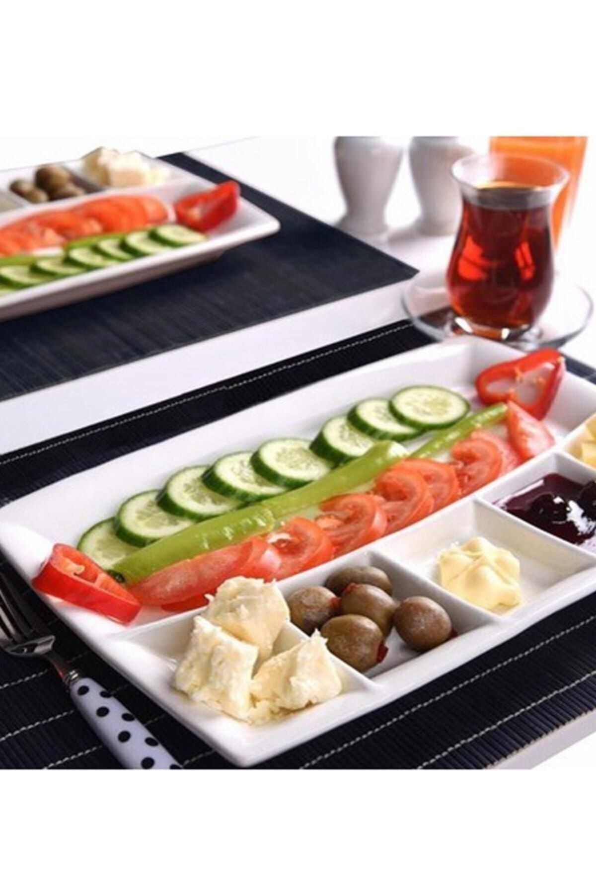 Beyaz 6 Bölmeli Kahvaltı Tabağı
