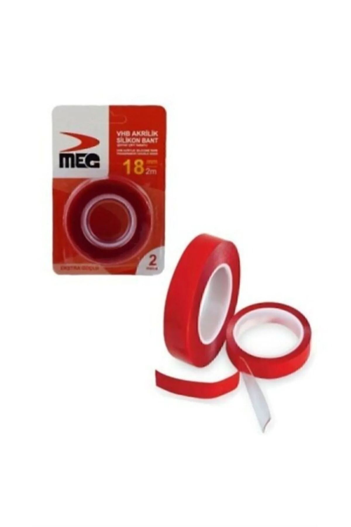 Meg Silikonlu Çift Taraflı Montaj Bandı 18mm X 2 Metre