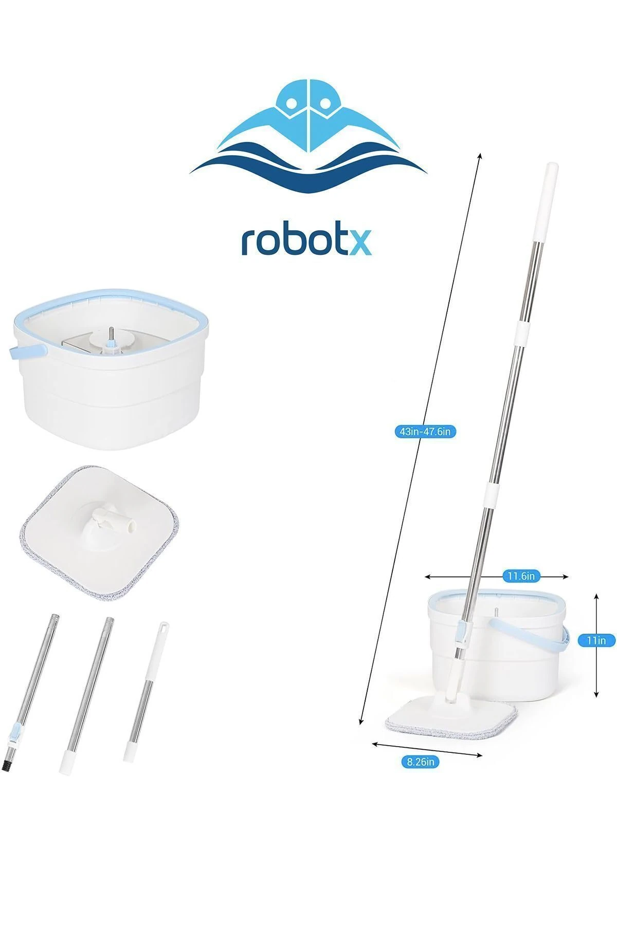 RobotX Mop Temiz Su Ile Kirli Su Ile Ayıran Otomatik Temizlik Seti