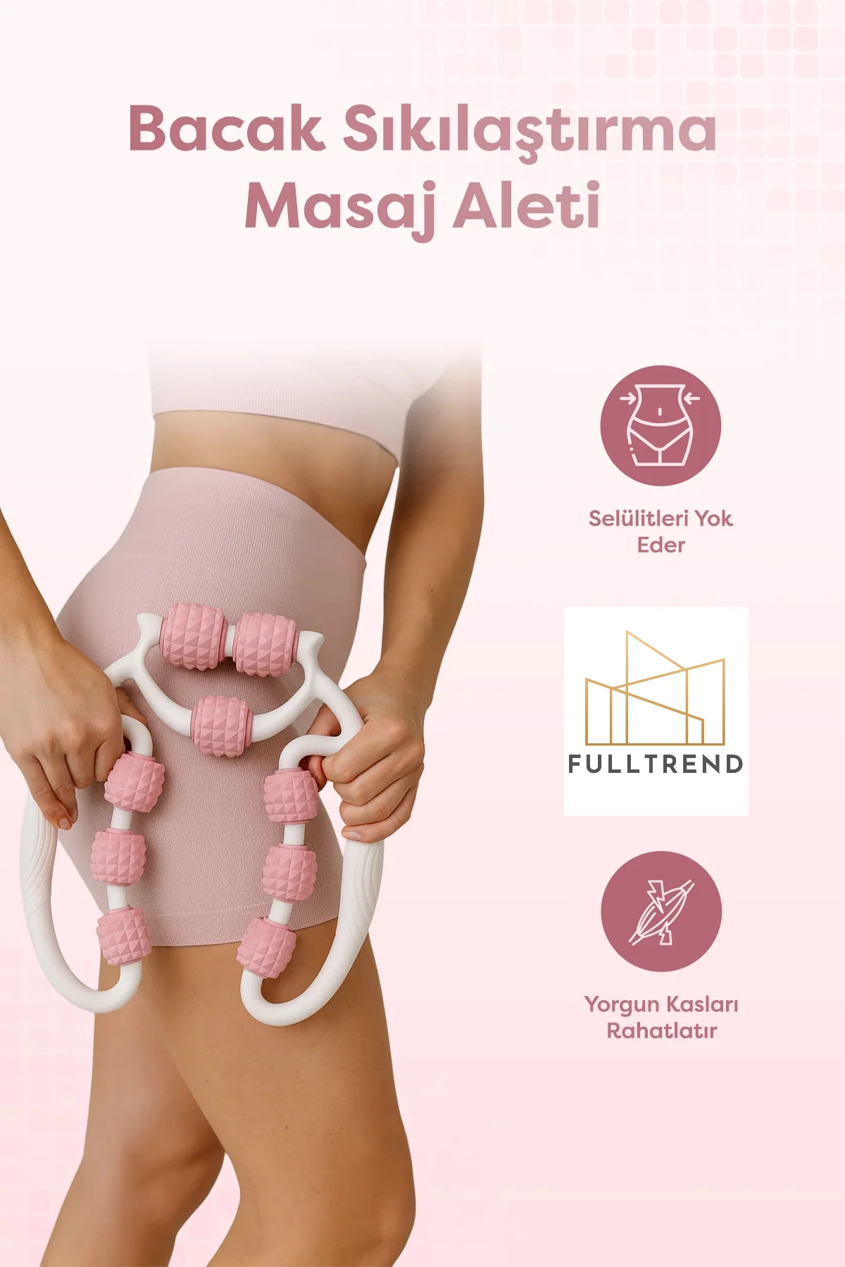 Kas Gevşetici Selülit Masaj Aleti 9 Tekerlekli Lenf Drenaj Rulosu Bacak Kol