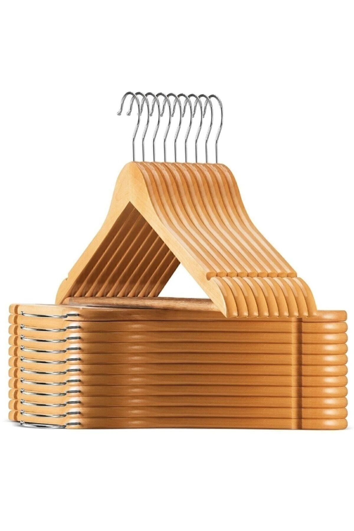 10 Adet Ahşap Askı Kıyafet Ve Elbise Askısı 10'lu Set