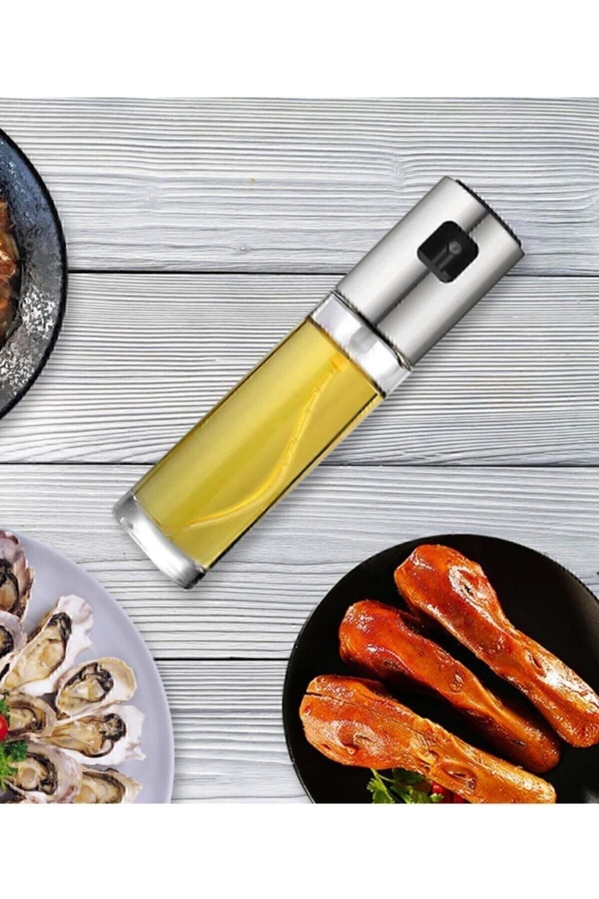 Zeytinyağı Cam Sprey Şişesi Sirke Balsamic Yağ Püskürtücü Barbekü Sosu Yağdanlık 100 ml