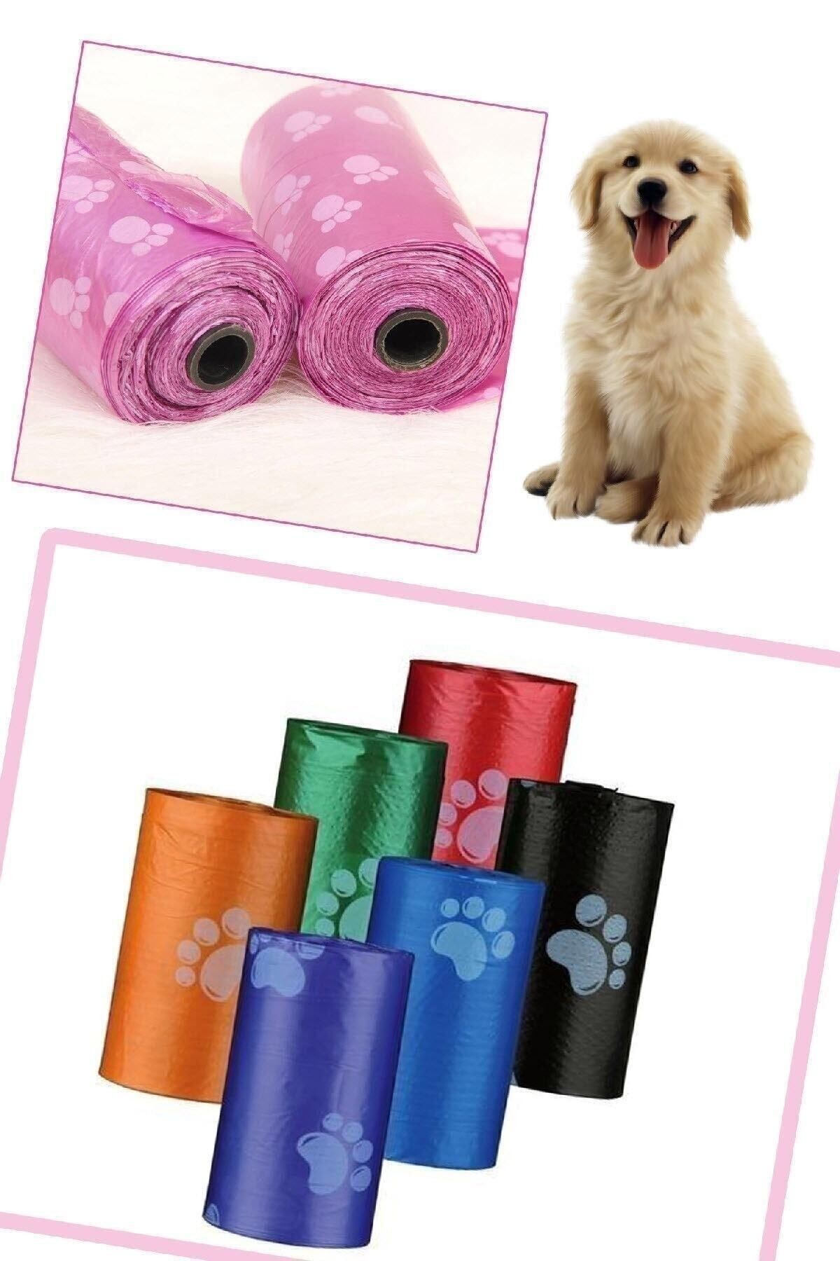 Evcil Hayvanlar Için Pati Desenli Kedi Köpek Kaka Poşeti Torbası 4 Adet Toplam 60 Adet