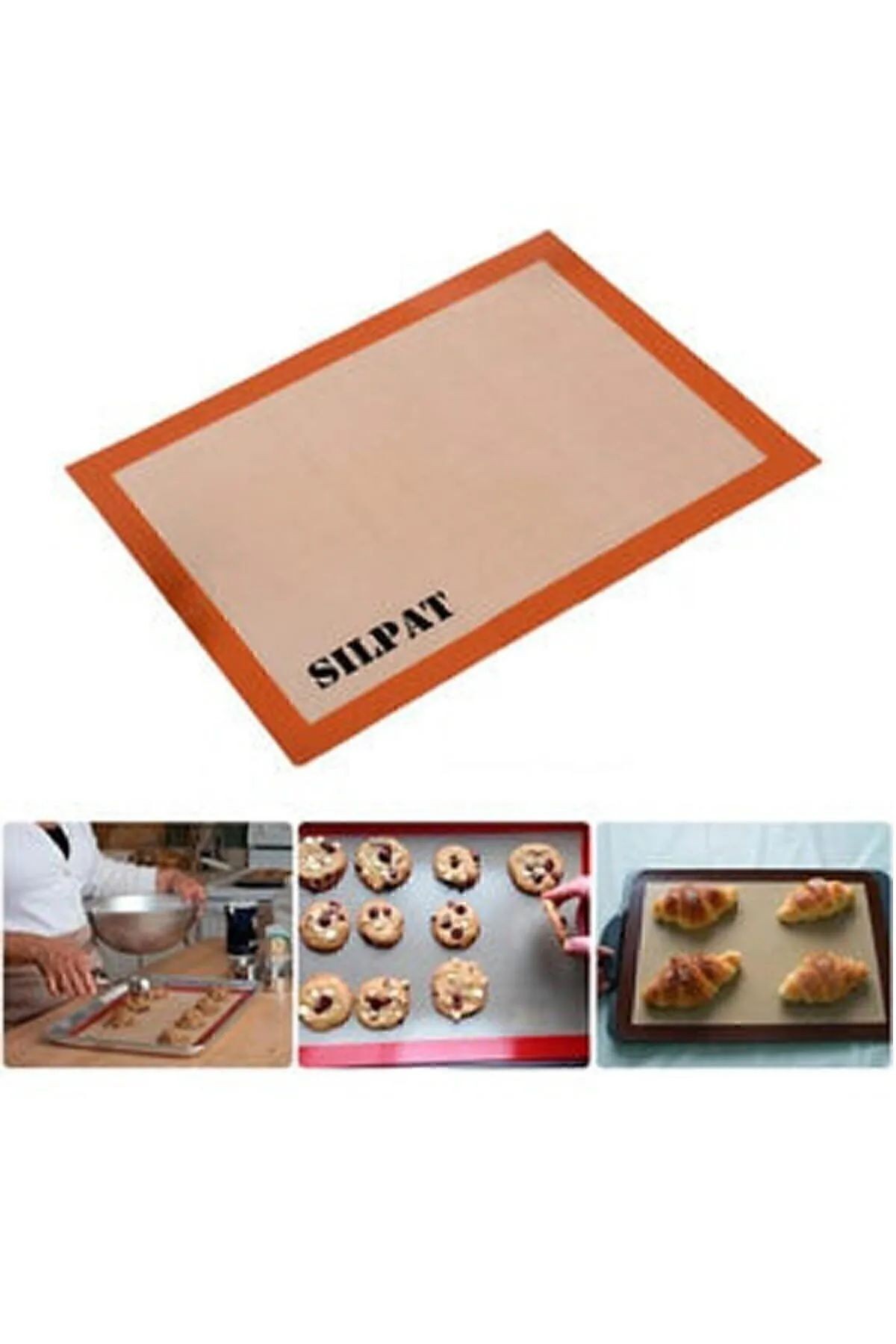 1 Fırınlanabilir Kendinden Yağlı Silikon Pişirme Matı-hamur Açma Matı 30x40 Standart Gri Silikon