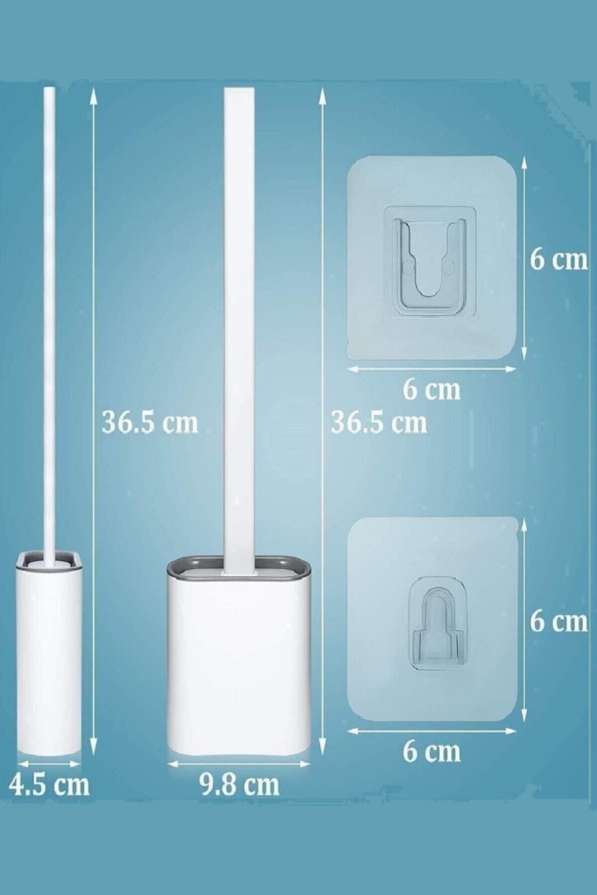 Beyaz Silikon Klozet Fırçası Banyo Tuvalet Wc Küvet Temizleme Fırçası Duvara Monte Seti