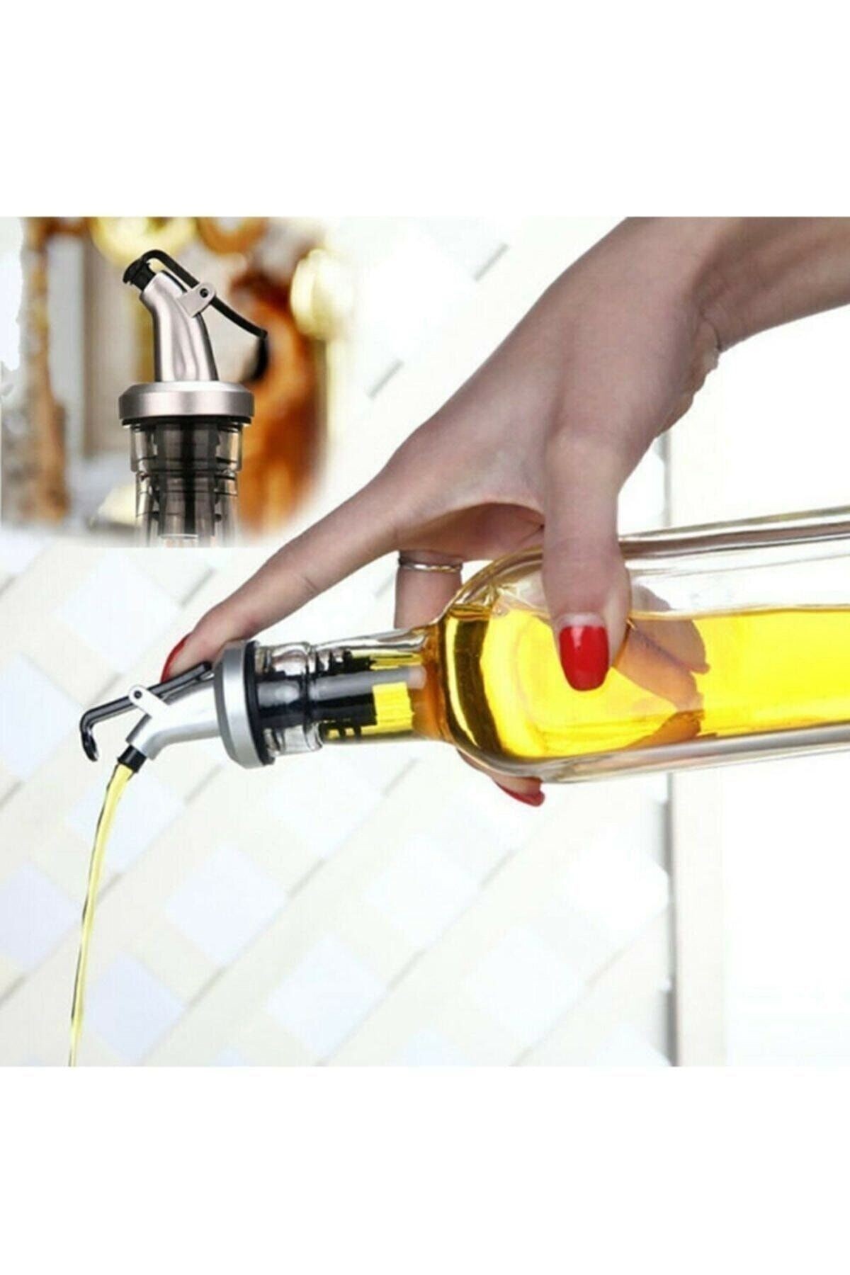 3 Adet Kapaklı Şişe Ucu Servis Aparatı Damlalık Yağdanlık Tıpa Tapa Mantar