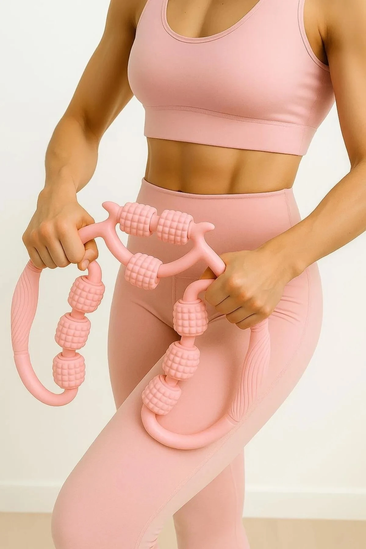 Kas Gevşetici Selülit Masaj Aleti 9 Tekerlekli Lenf Drenaj Rulosu Bacak Kol