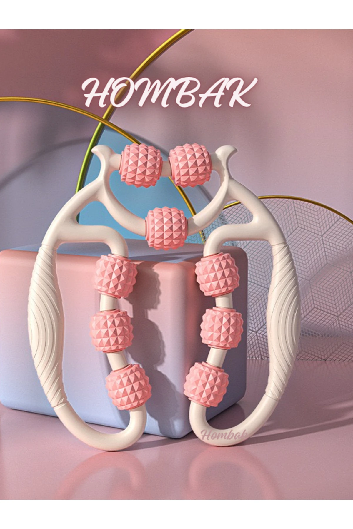 Kas Gevşetici Selülit Masaj Aleti 9 Tekerlekli Lenf Drenaj Rulosu Bacak Kol