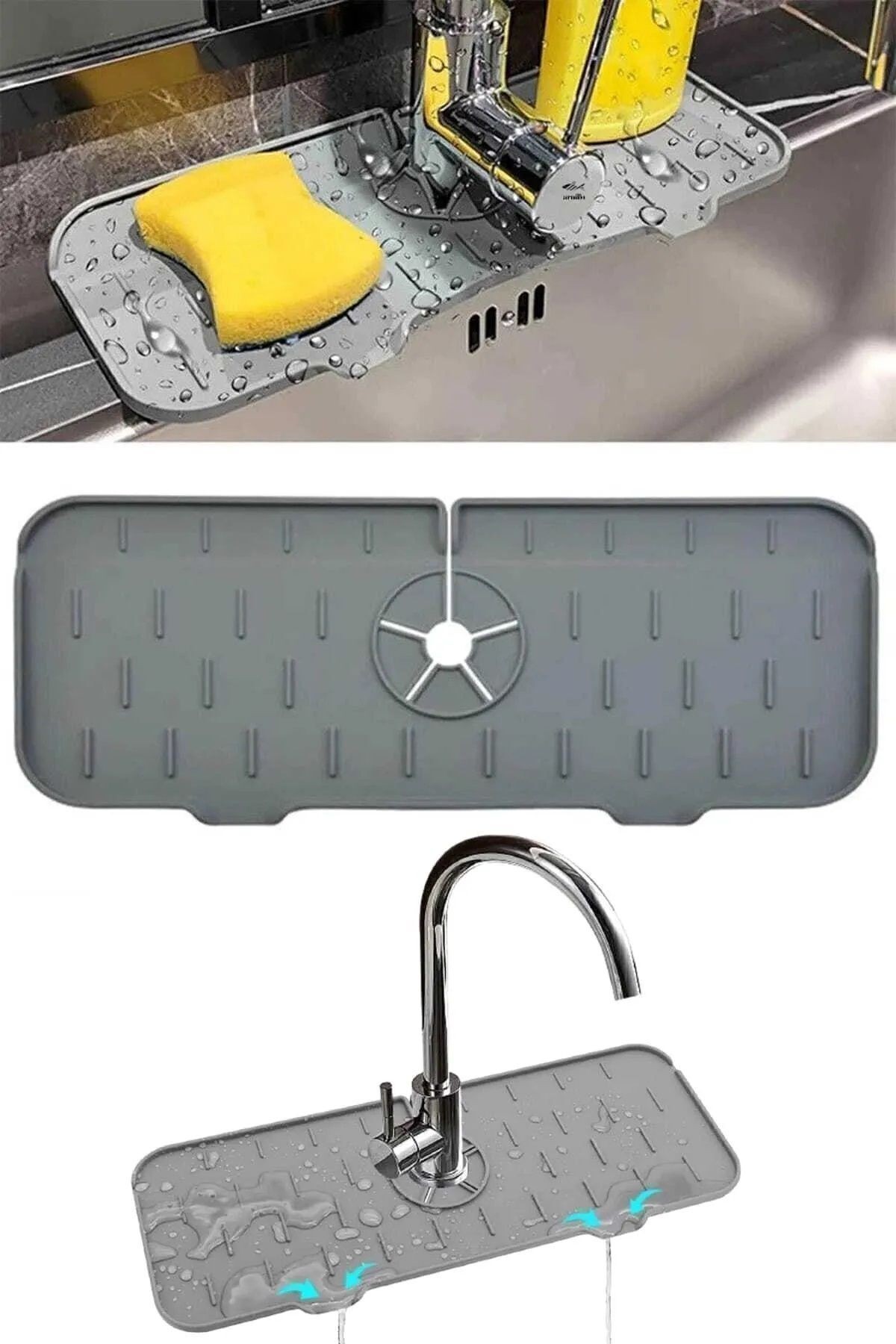Su Tutucu Musluk Matı Mutfak Banyo Için Koruyucu Musluk Lavabo Bulaşık Süngeri Matı