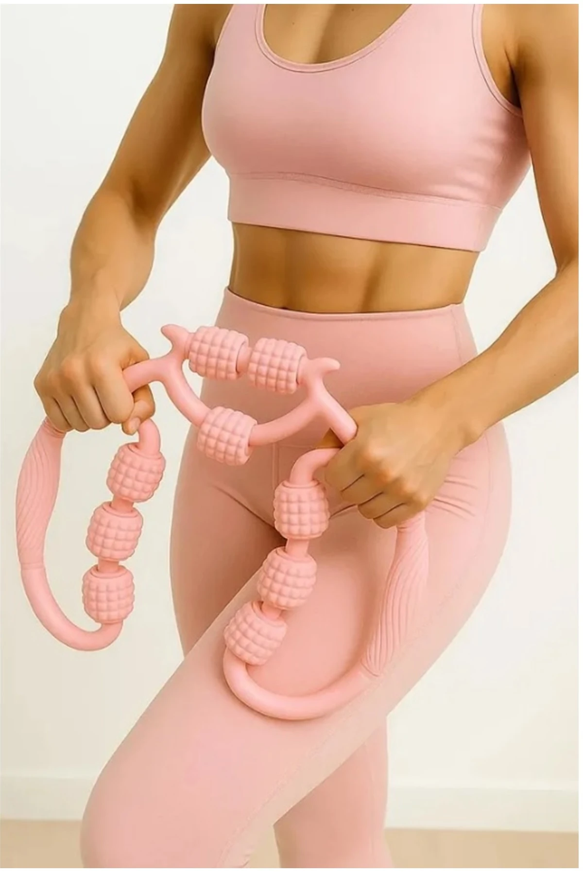 Kas Gevşetici Masaj Aleti 9 Tekerlekli Ayarlanabilir Lenf Drenaj Rulosu Bacak Kol Selülit