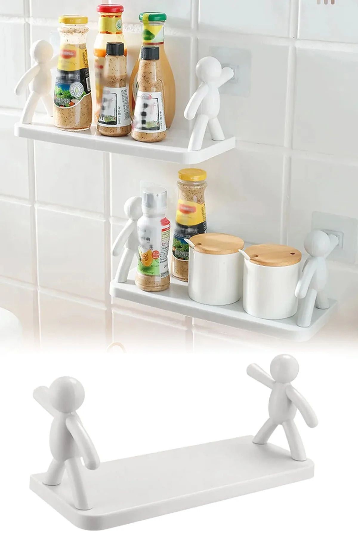 2 ADET Kendinden Yapışkanlı Raf Craft Banyo Rafı Tarz Baharatlık Rafı Organizer Düzenleyici