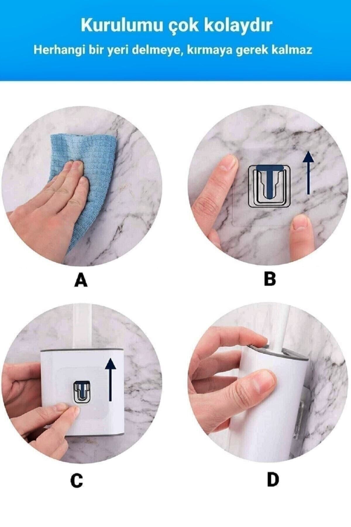 Beyaz Silikon Klozet Fırçası Banyo Tuvalet Wc Küvet Temizleme Fırçası Duvara Monte Seti
