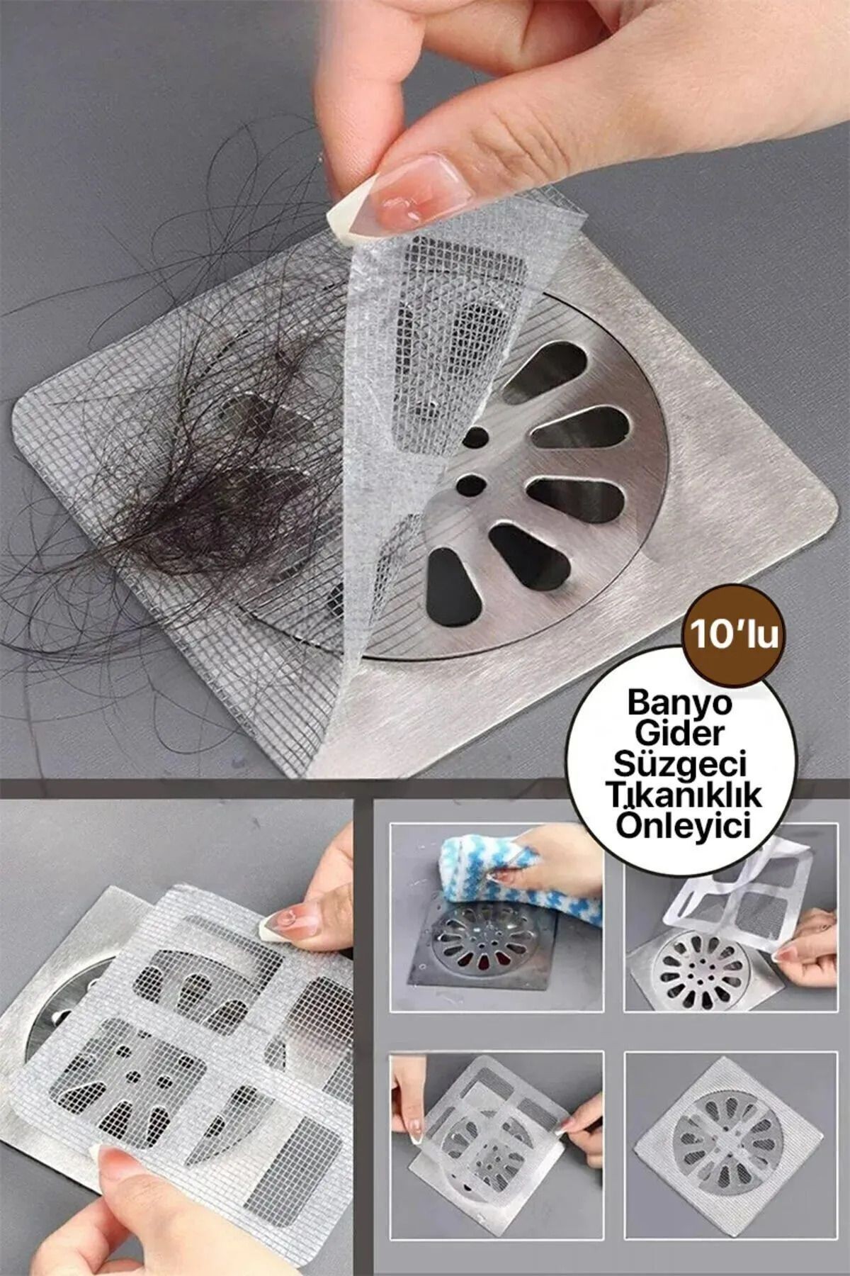 10 Adet Banyo Duş Gider Süzgeci Gider Kapagı Gider Saç Tuy Kıl Toplayıcı Gider Koruma Filesi
