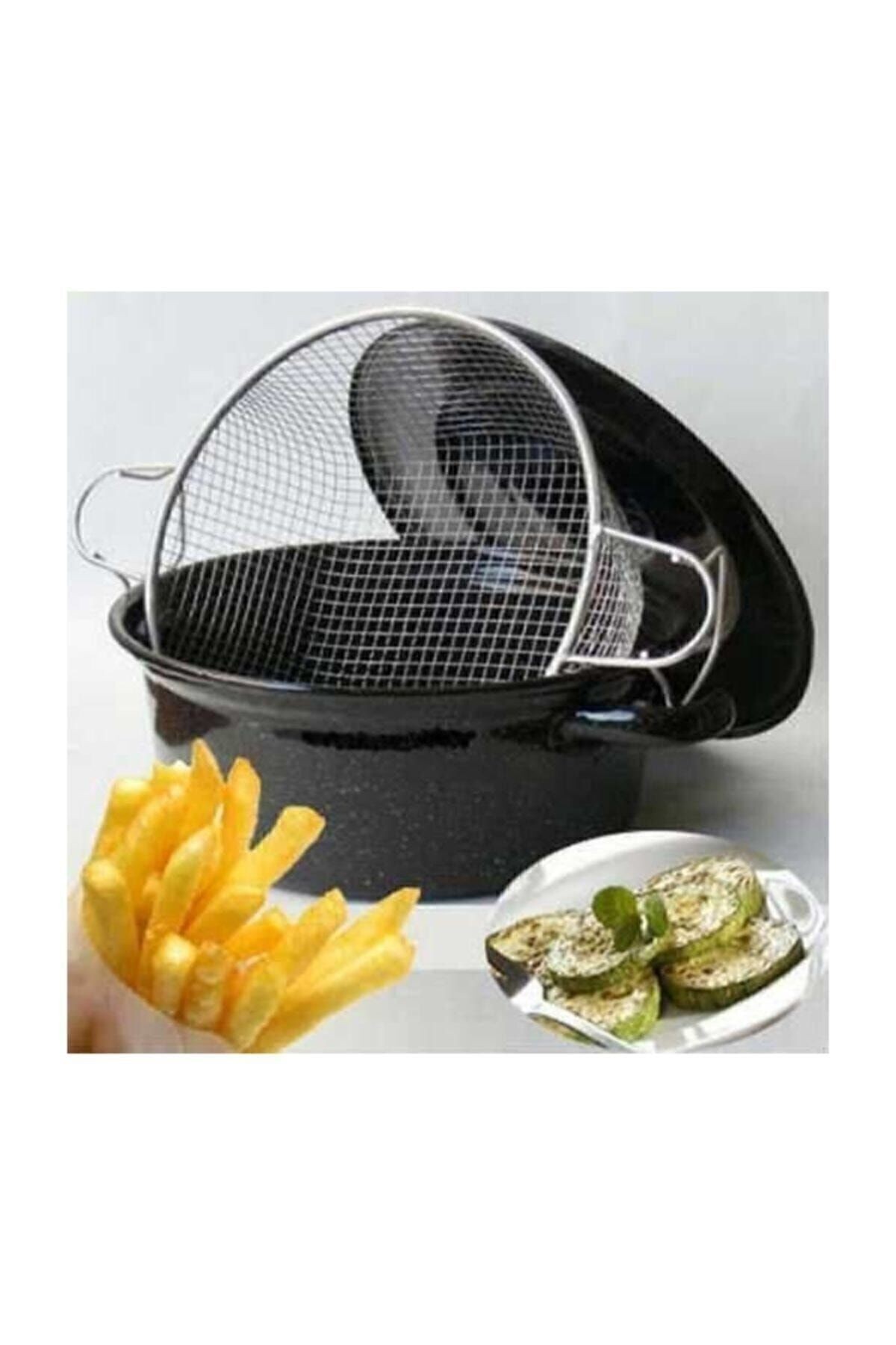 J50 Sosis Patates Kabak Patlıcan Kızartma Tenceresi Fritöz Emaye Tencere 24cm