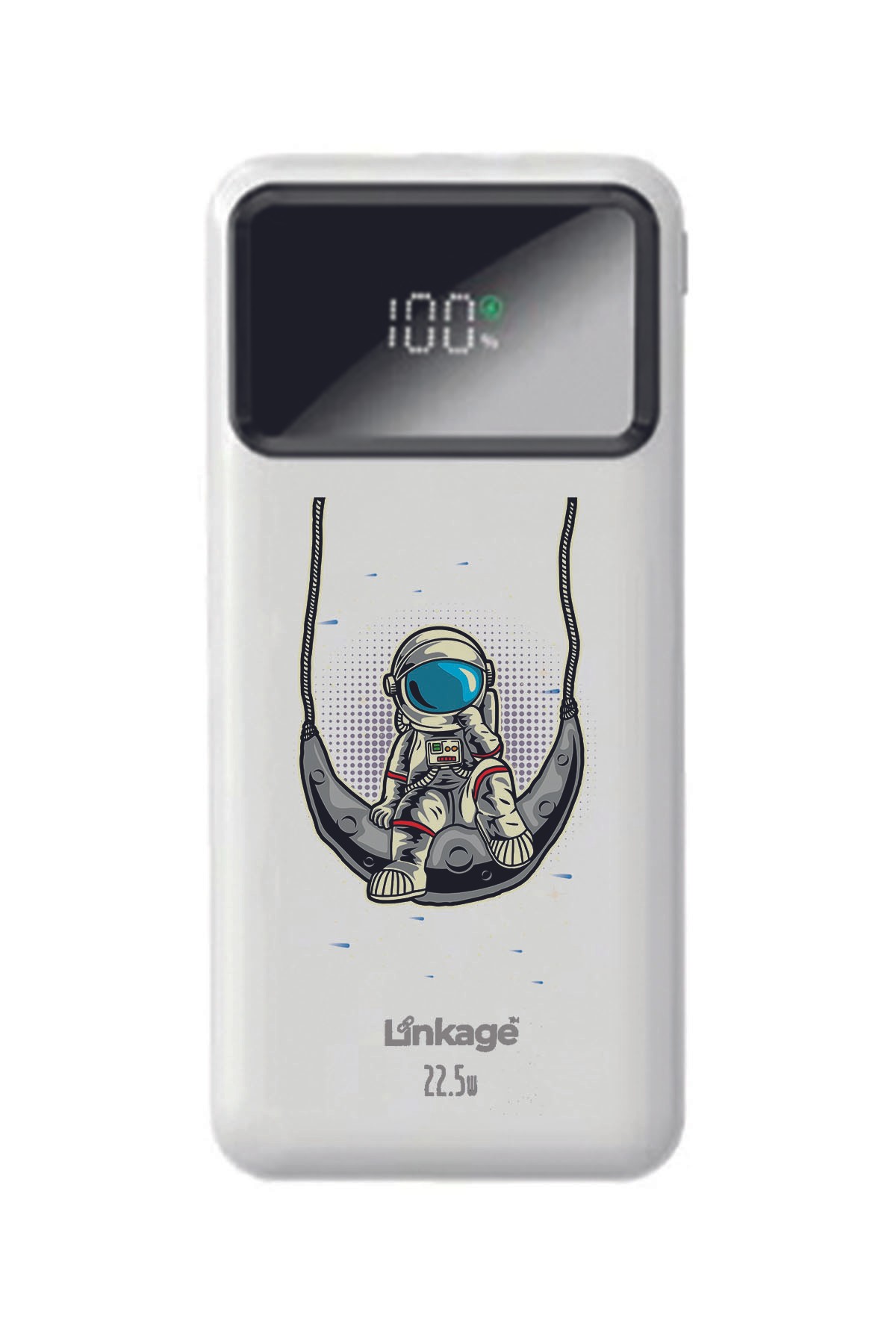 Özel Astronot Baskılı Beyaz 22,5 W Hızlı Şarj Özellikli LCD Ekranlı 10000 Mah Powerbank