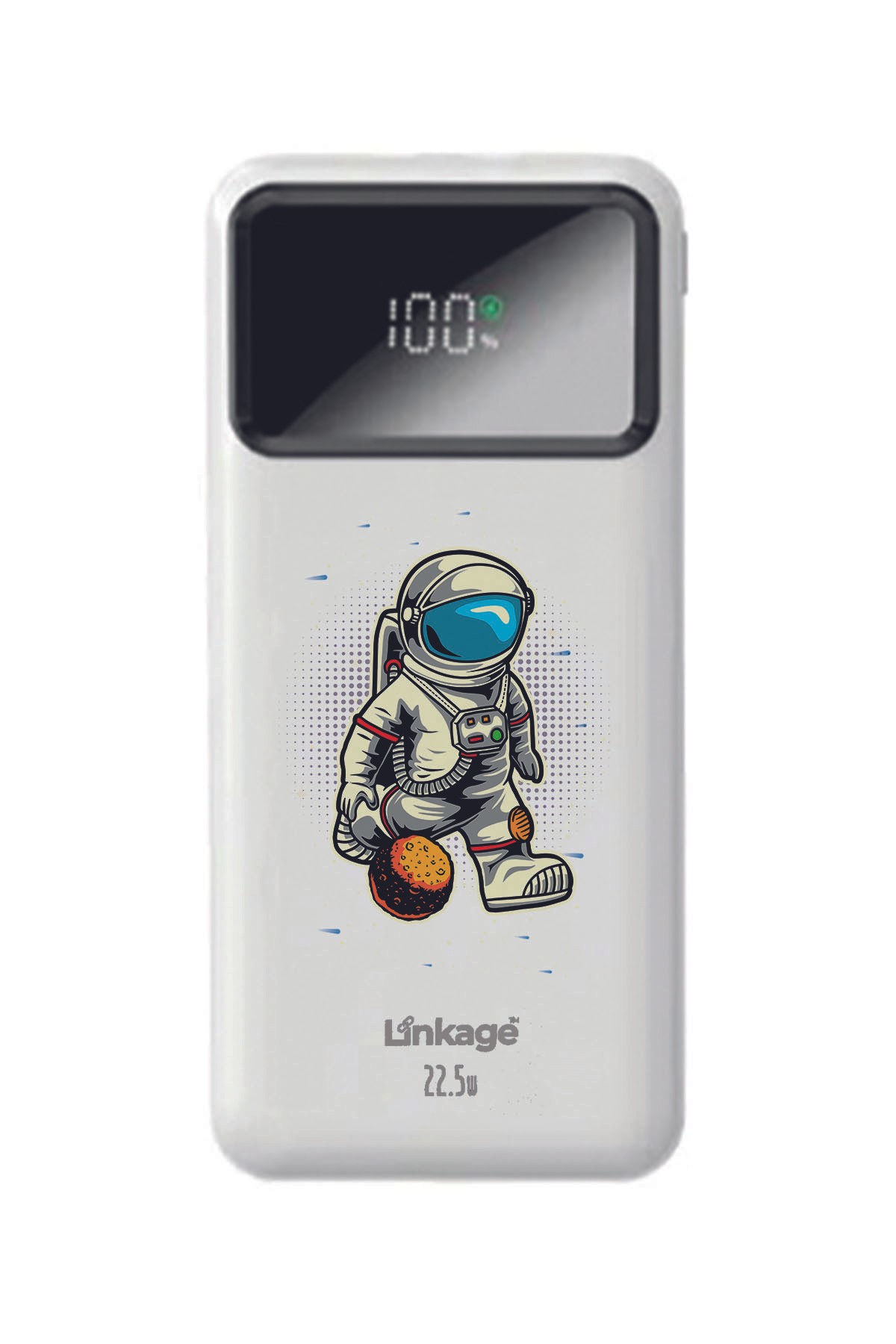 Özel Astronot Baskılı Beyaz 22,5 W Hızlı Şarj Özellikli LCD Ekranlı 10000 Mah Powerbank