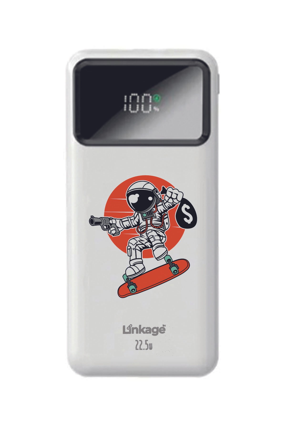 Özel Soyguncu Astronot Beyaz 22,5 W Hızlı Şarj Özellikli LCD Ekranlı 10000 Mah Powerbank