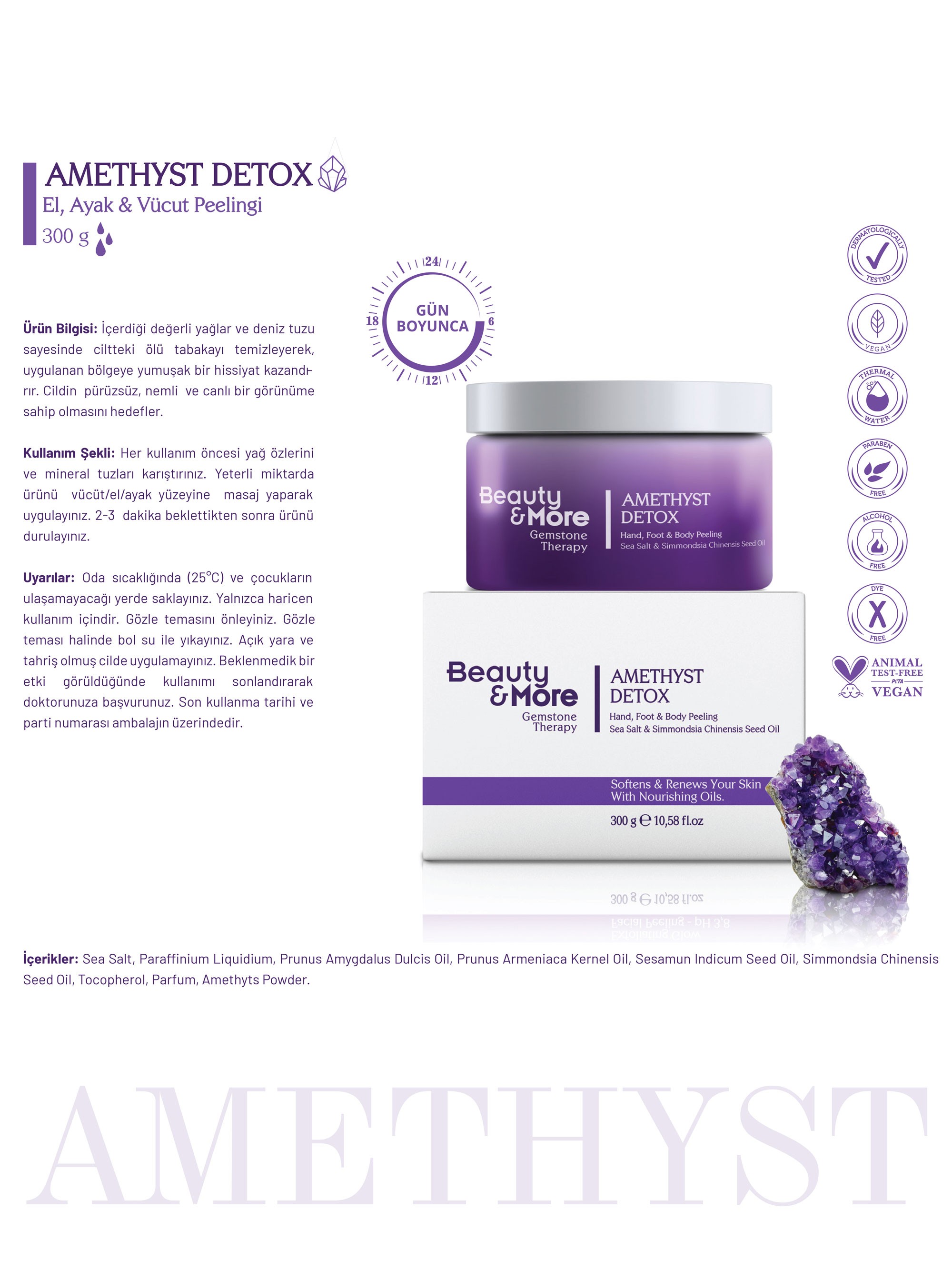 Beauty&More Ametist Detox El, Ayak ve Vücüt Peelingi 300 g