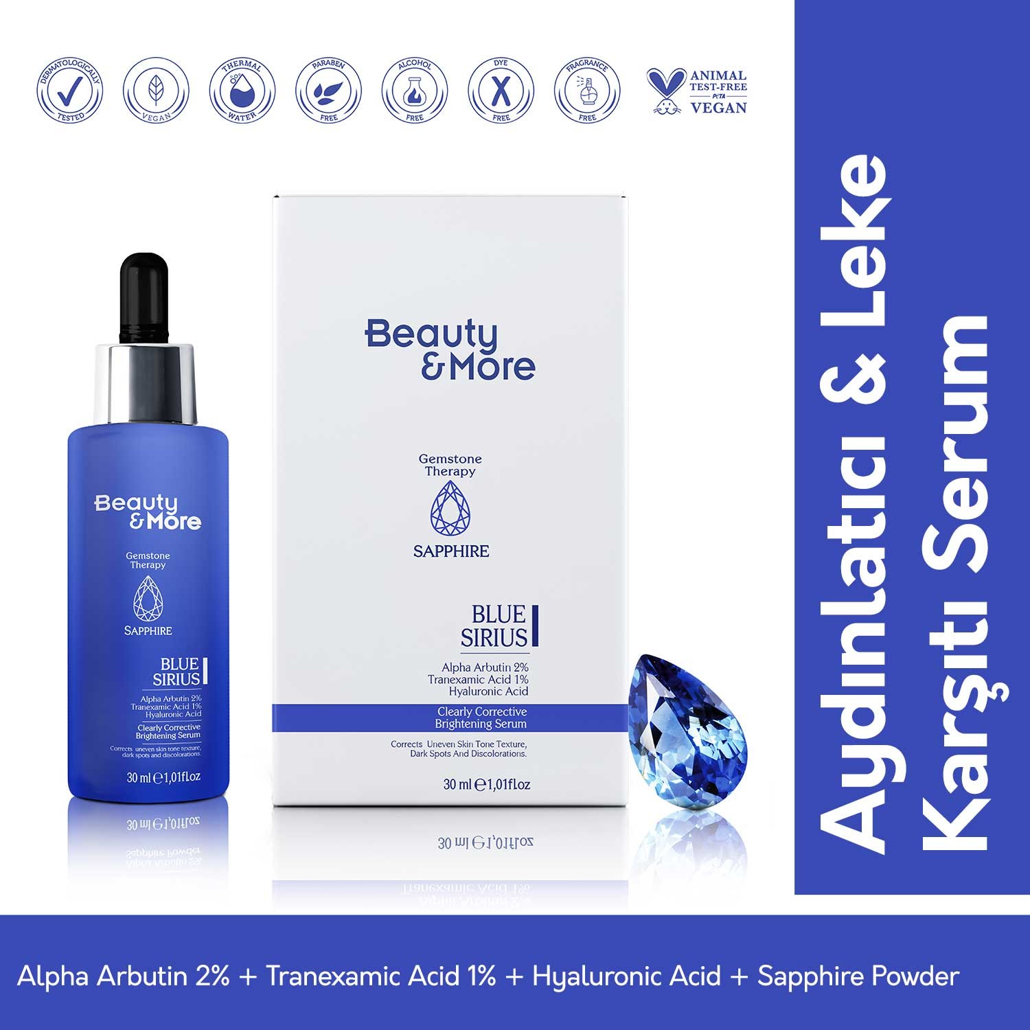 Beauty&More Safir Blue Sirius Aydınlatıcı & Leke Karşıtı Serum 30 ml