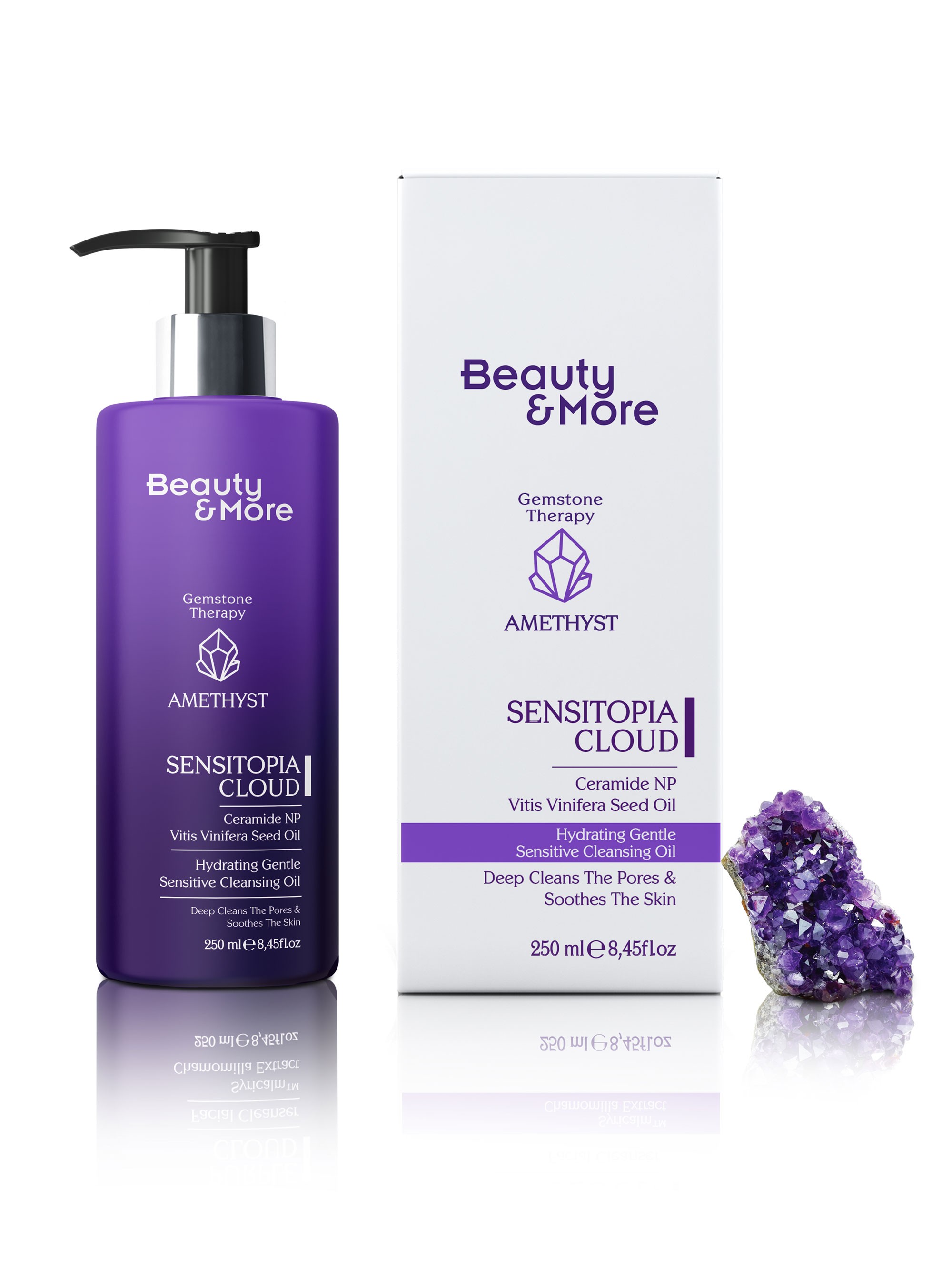 Beauty&More Ametist Sensitopia Cloud Hassas Ciltler İçin Nemlendirici Etkili Yüz ve Vücut Temizleme Yağı 250 ml