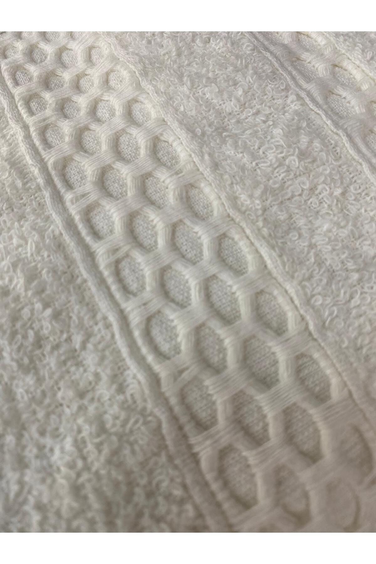 Waffle Saçaklı Pamuklu 2'li Banyo ve El-Yüz Havlu Takımı