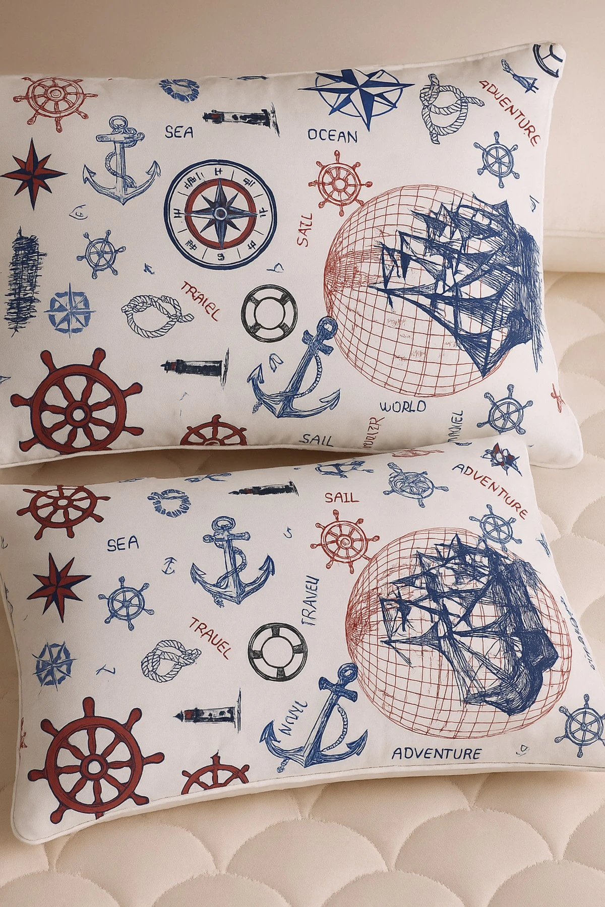 Palm Desenli 2 li Yastık Kılıfı Pamuklu Kumaş Fermuarlı