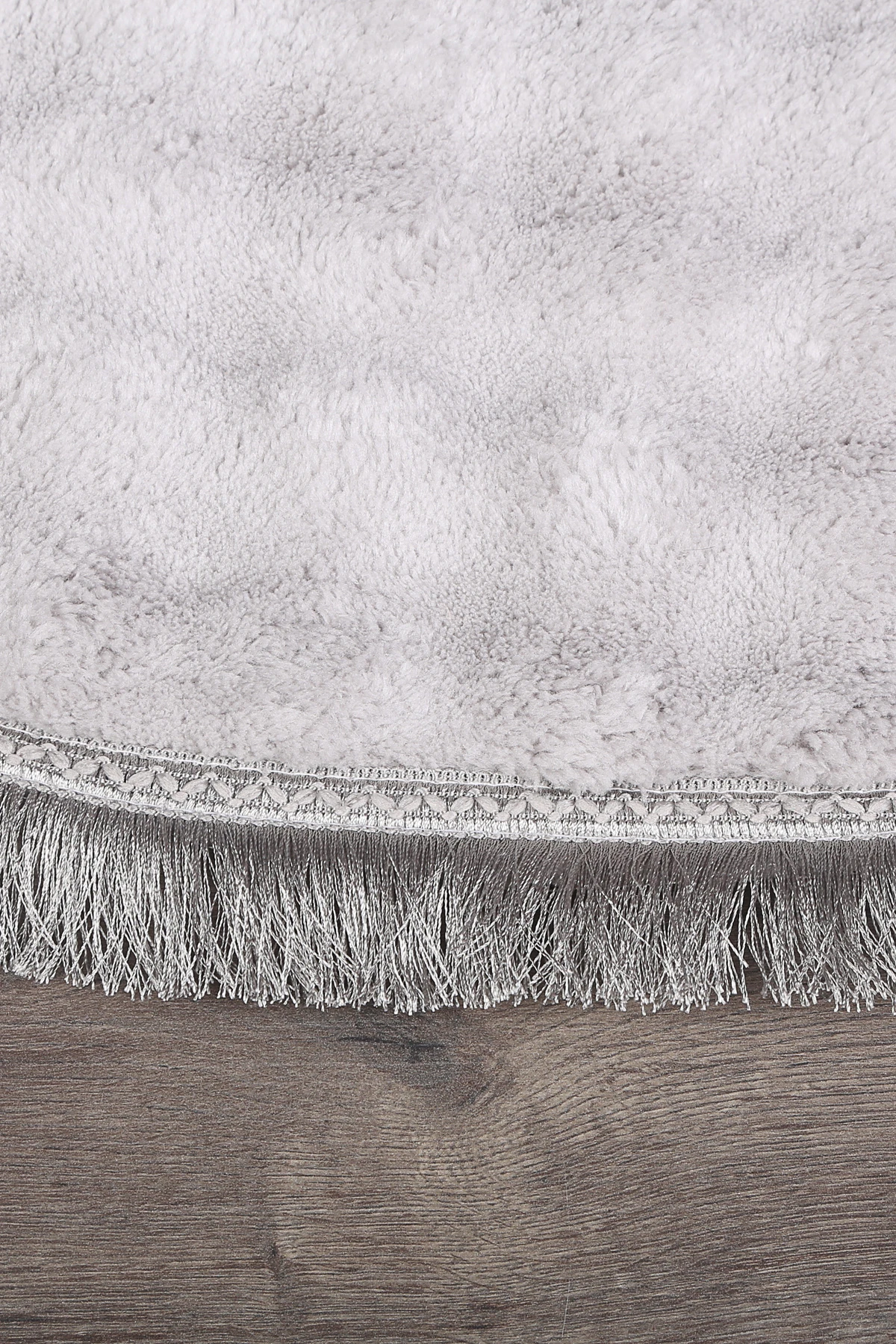 Bubble Yuvarlak Spor Saçaklı Salon Oda Çocuk Mutfak Koridor Antre Halısı Makinede Yıkanabilir Kaymaz Tabanlı Yumuşak Peluş Halı  Yolluk - Gri