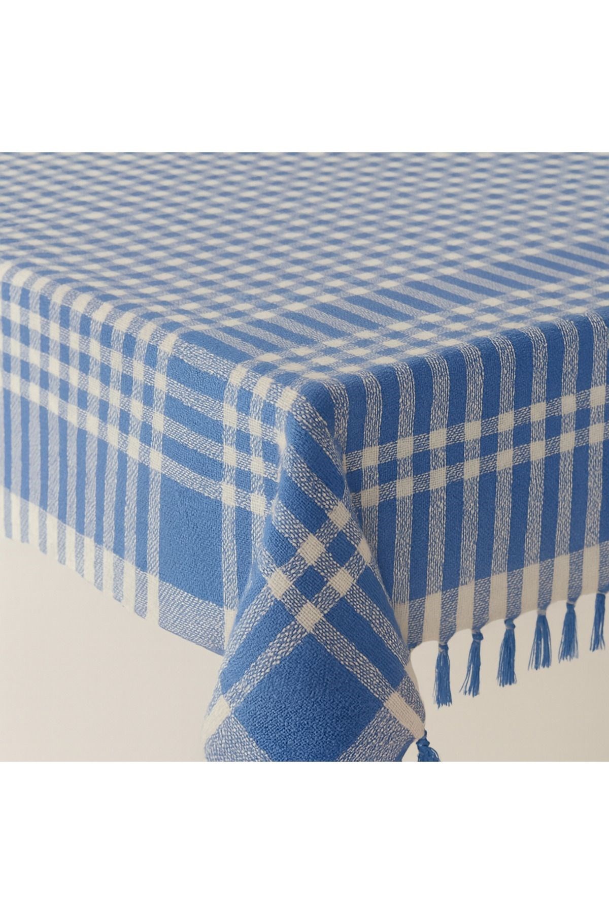 Saçaklı Piti Kareli Masa Örtüsü 150x150 cm – Sofra & Piknik İçin Çok Amaçlı Örtü