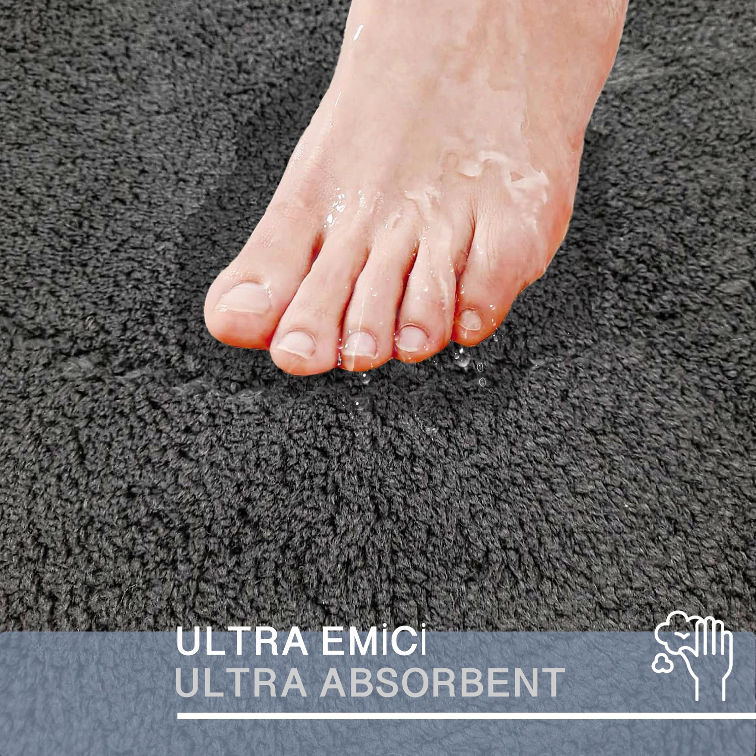 Bonny Home Rixos 2li Banyo Halısı Paspası Seti Kaymaz Tabanlı Klozet Takımı - Siyah