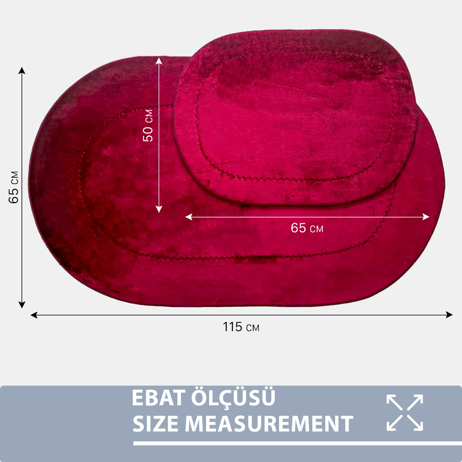 Bonny Home Rixos 2li Banyo Halısı Paspası Seti Kaymaz Tabanlı Klozet Takımı - Mürdüm