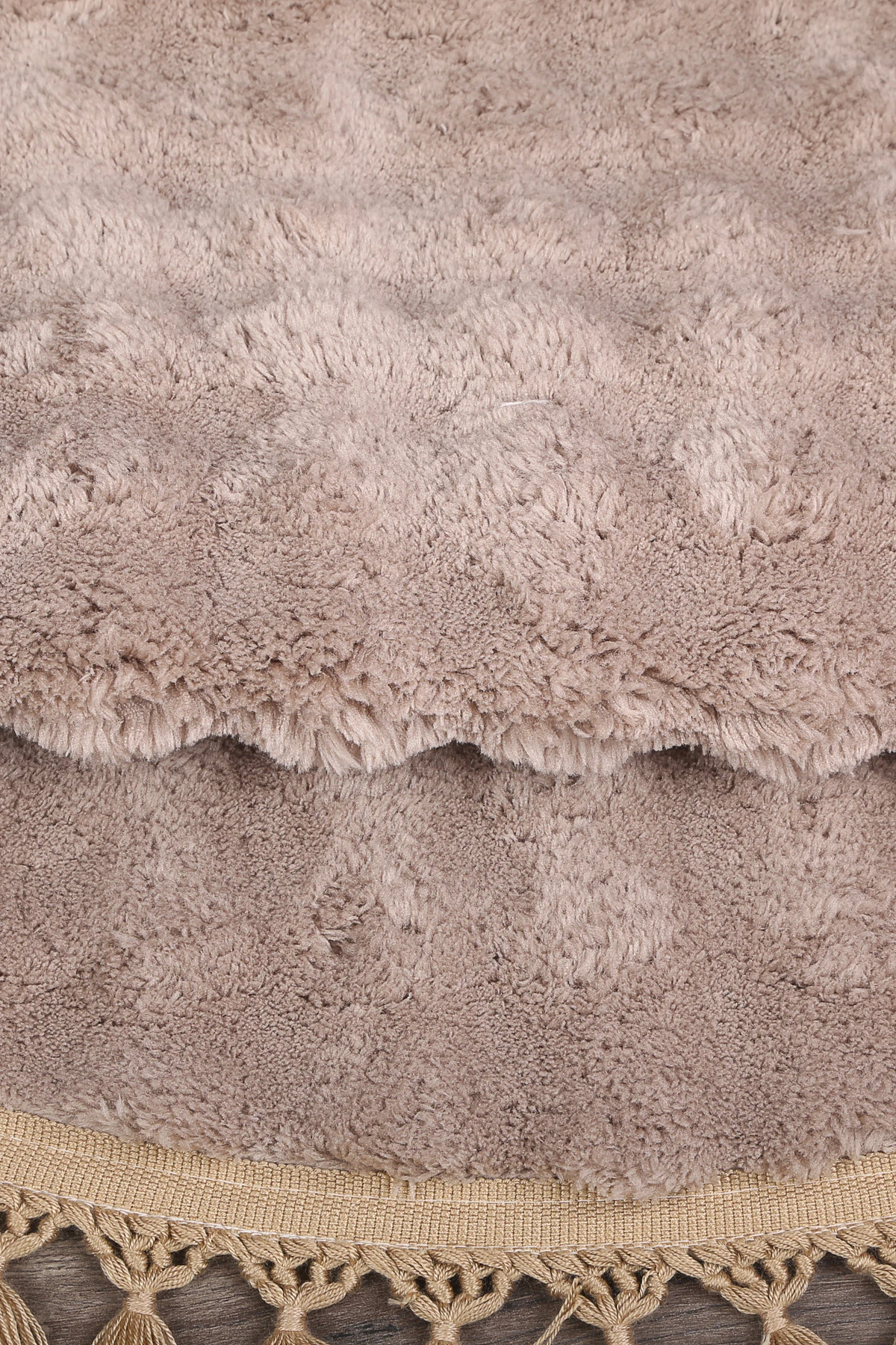 Bubble Oval Ponpon Saçaklı Püsküllü Salon Oda Çocuk Mutfak Koridor Antre Halısı Yıkanabilir Kaymaz Tabanlı Peluş Halı Yolluk - Kahve