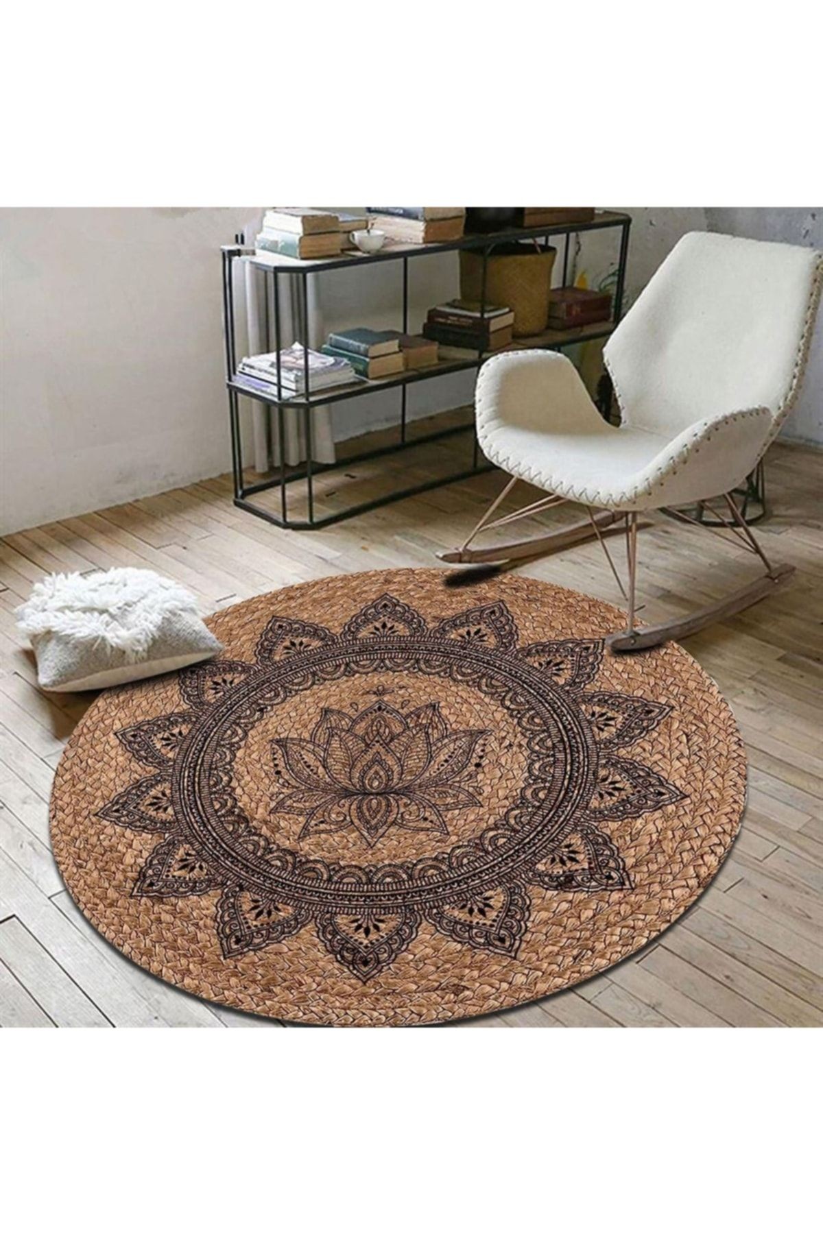 Yuvarlak Jüt Hasır Halı Salon Oda Çocuk Mutfak Antre Koridor Halısı Yolluk KS-1028