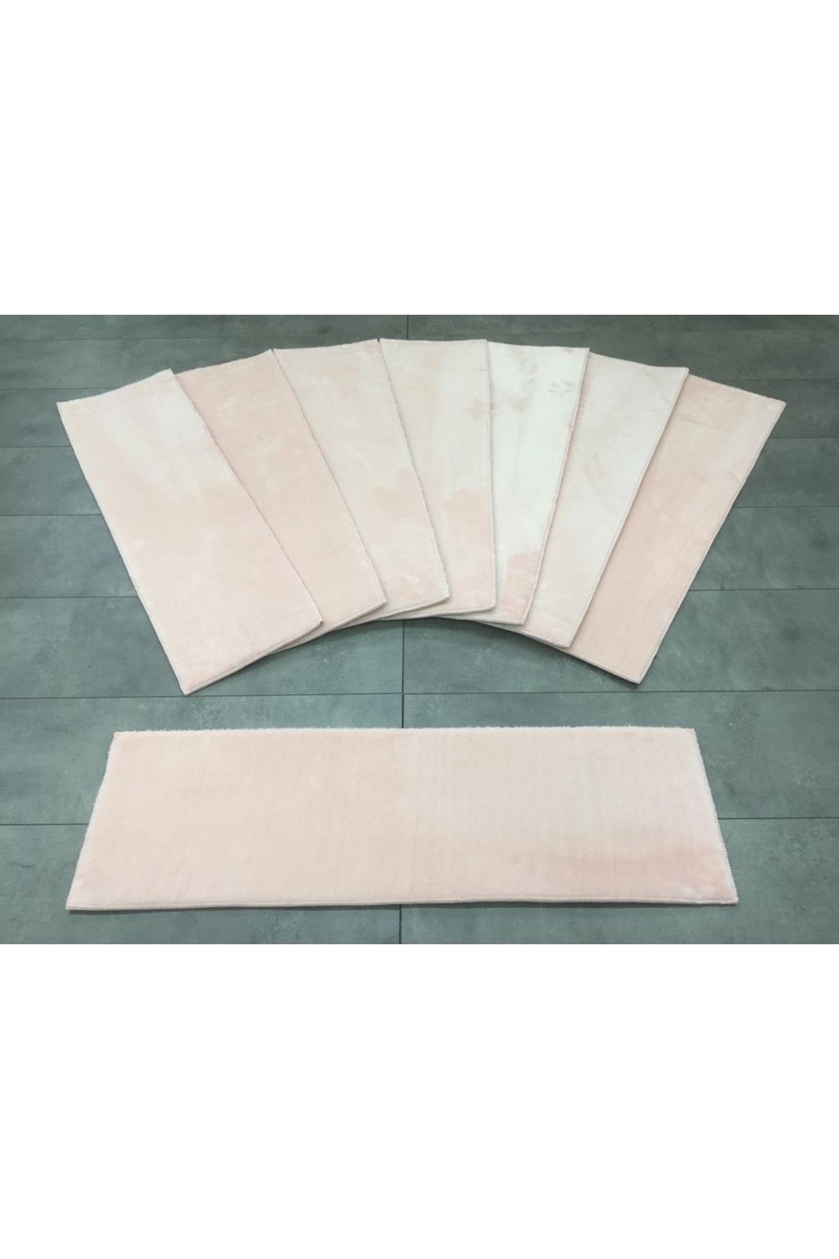 Comfort Pufidik Peluş Merdiven Halısı Kaymaz Tabanlı (1 Adet) Basamak Paspası - Pembe