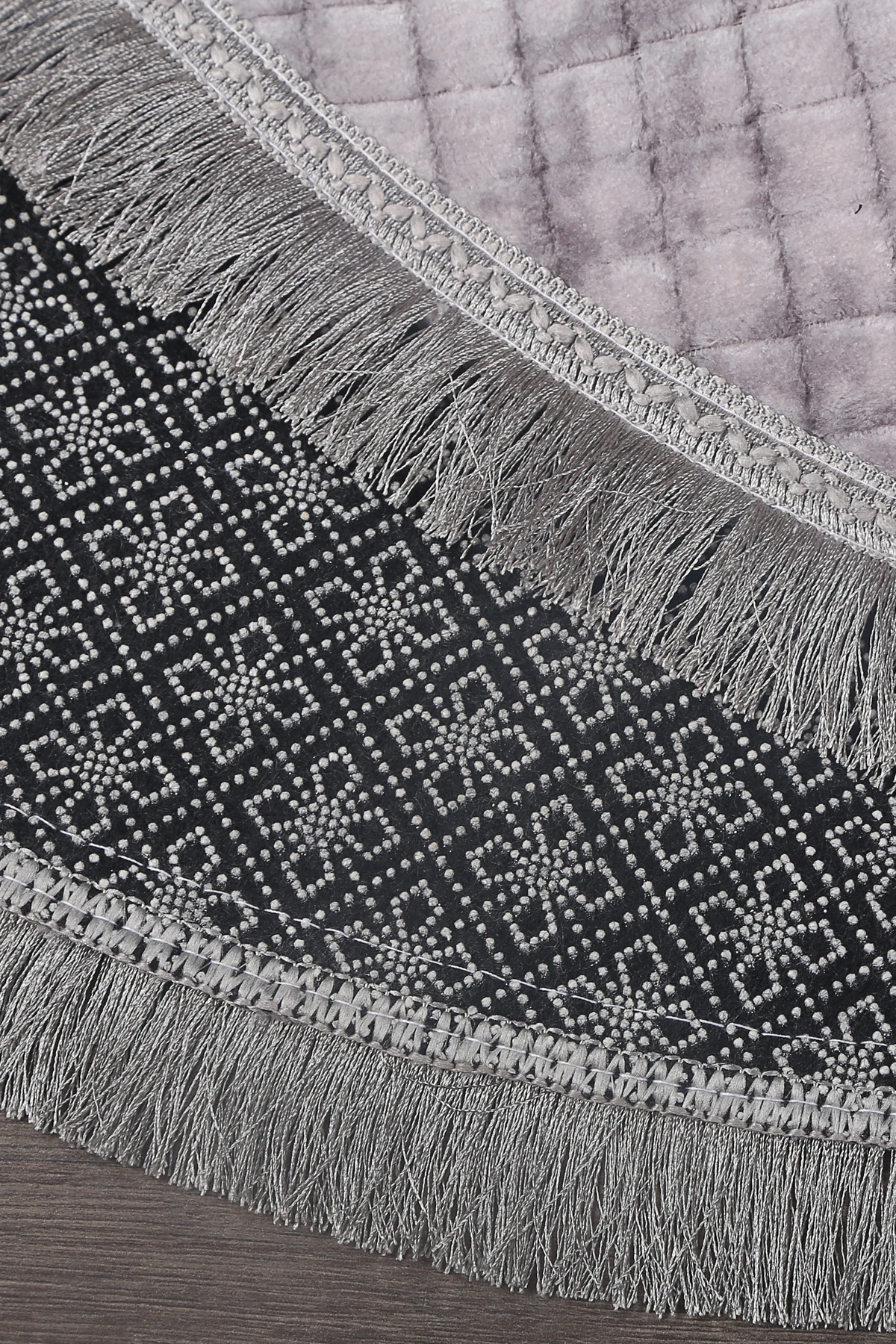 Kare Plus Yuvarlak Spor Saçaklı Salon Oda Çocuk Mutfak Antre Koridor Halısı Kaymaz Yıkanabilir Peluş Halı Yolluk - Gri