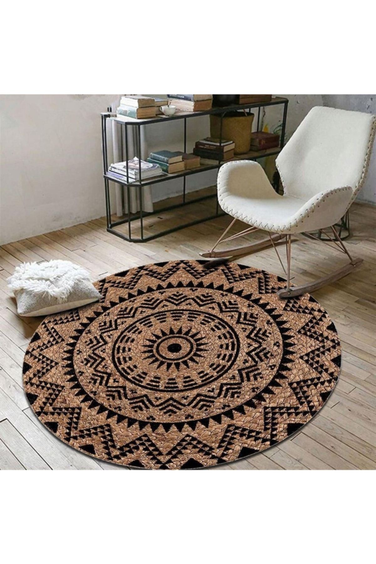 Yuvarlak Jüt Hasır Halı Salon Oda Çocuk Mutfak Antre Koridor Halısı Yolluk KS-1018