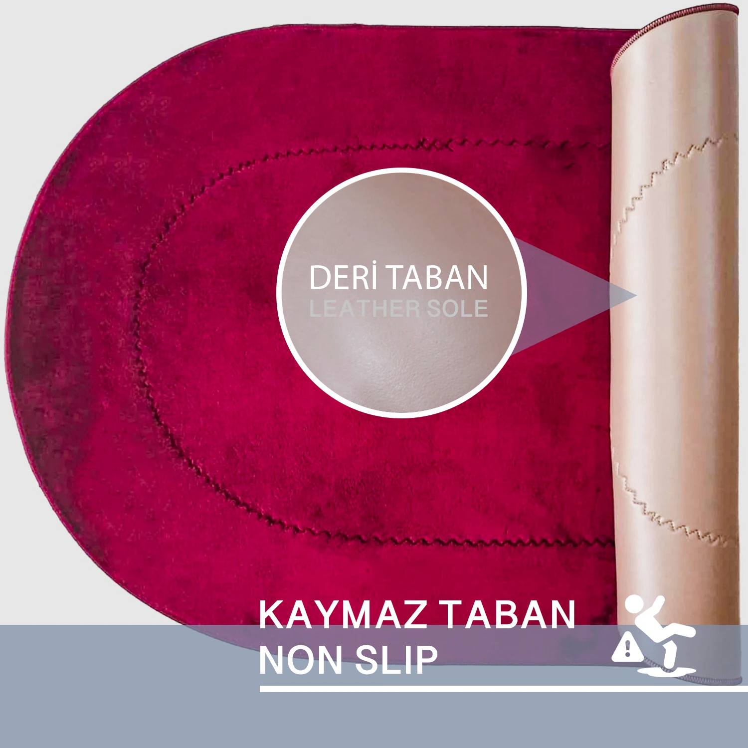 Bonny Home Rixos 2li Banyo Halısı Paspası Seti Kaymaz Tabanlı Klozet Takımı - Mürdüm