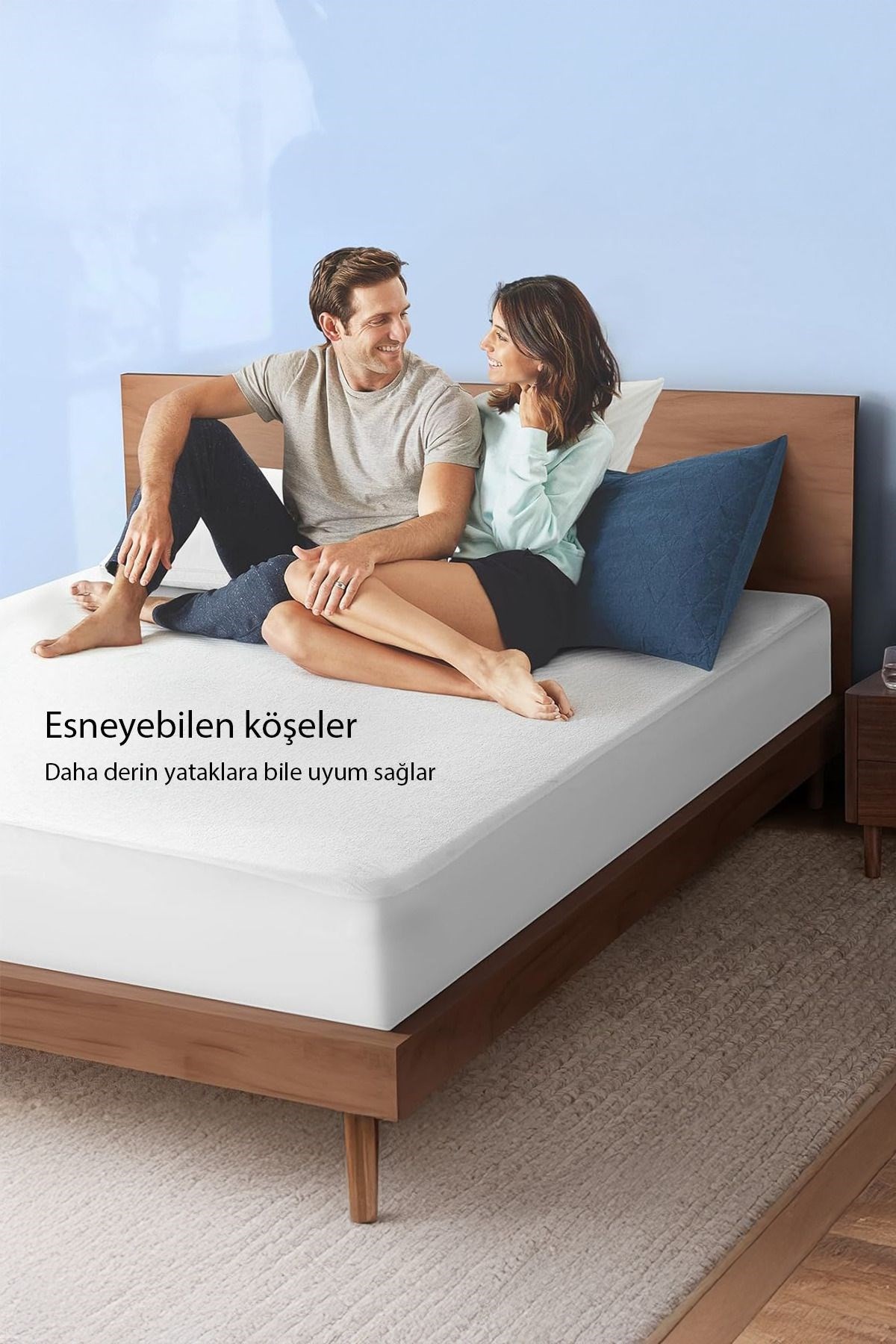 Unicolor Fitted Full Lastikli Sıvı Geçirmez Alez Sessiz Ve Nefes Alabilir Yatak Koruyucu 180 X 200