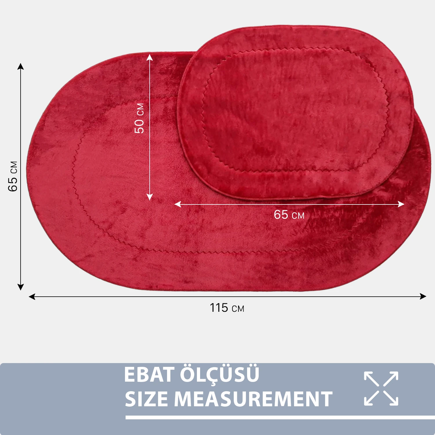 Bonny Home Rixos 2li Banyo Halısı Paspası Seti Kaymaz Tabanlı Klozet Takımı - Kırmızı