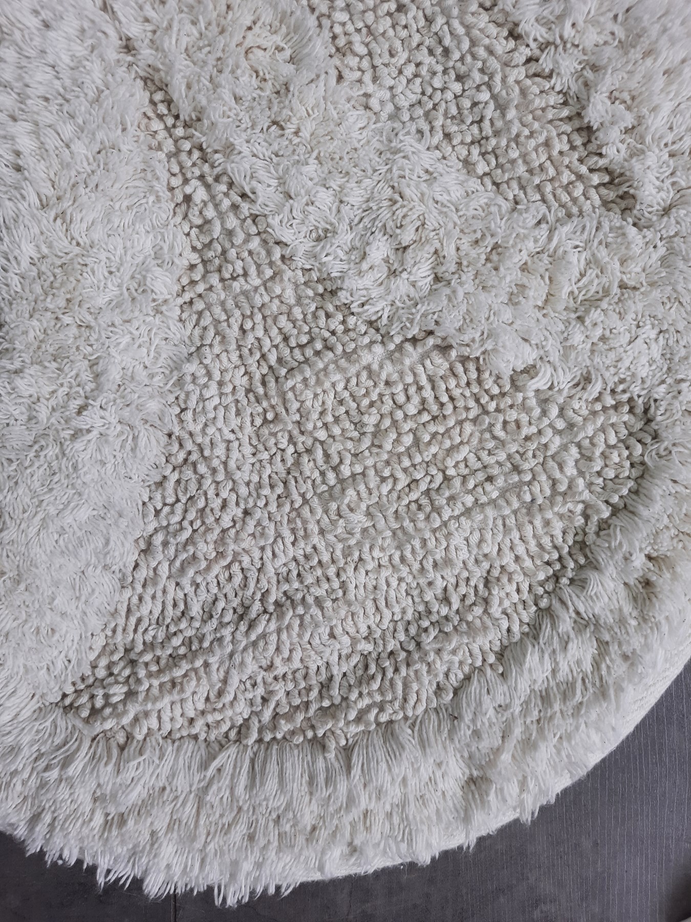 Papatya Tufting Pamuk Banyo Paspası 100x100 cm Tek Parça Pamuk Dokuma Paspas - Krem