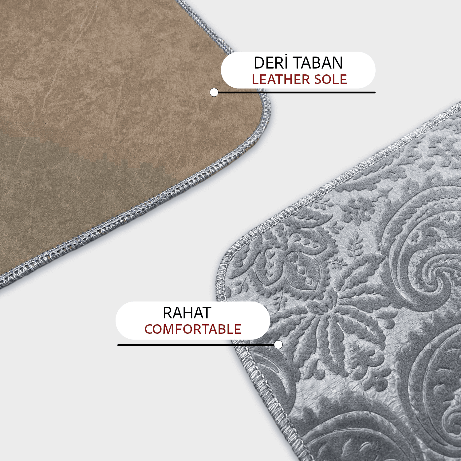 Bonny Home 3’lü UltraSoft Desenli Klozet Takımı Banyo Halısı Paspas Seti - Gri