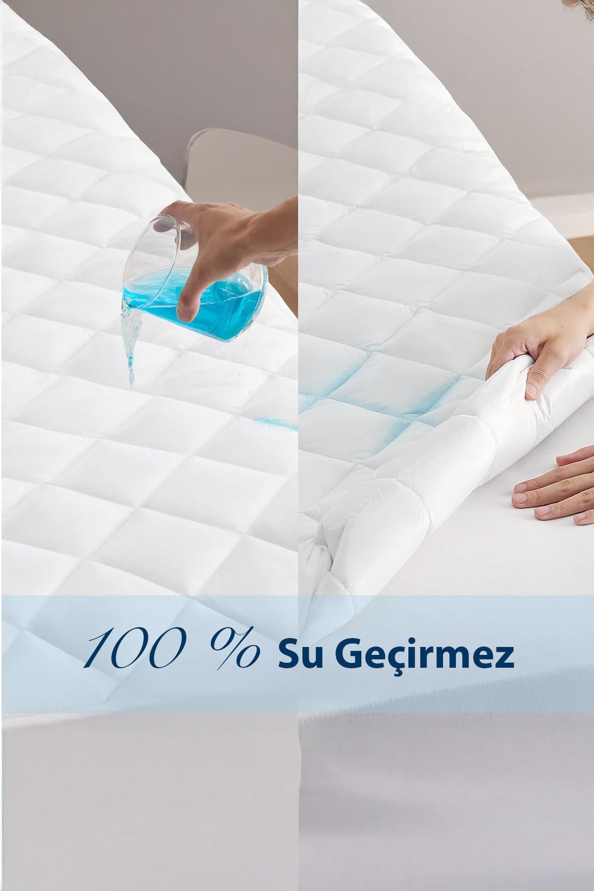 Unicolor Kapitoneli Fitted Full Lastikli Sıvı Geçirmez Alez Sessiz ve Nefes Alabilir Yatak Koruyucu