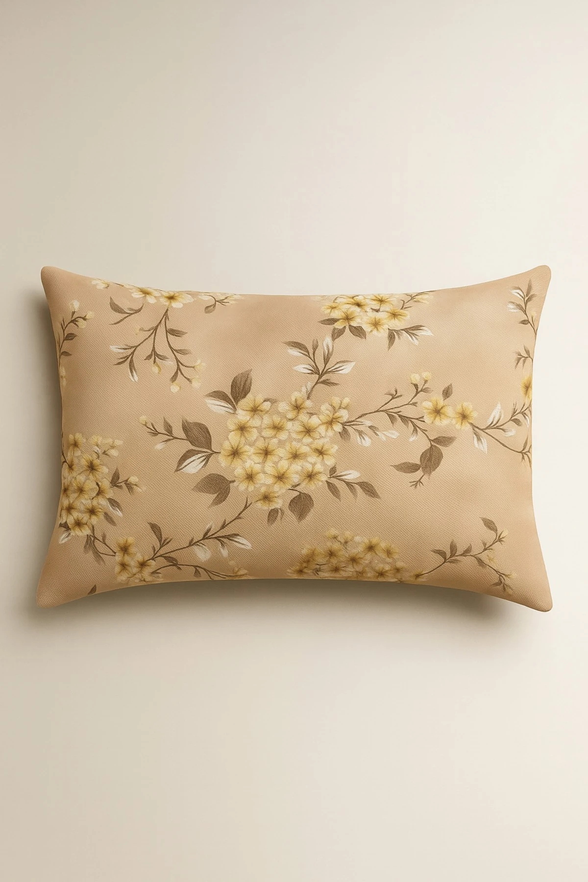 Mirna Kahve Desenli 2 li Yastık Kılıfı Pamuklu Kumaş Fermuarlı